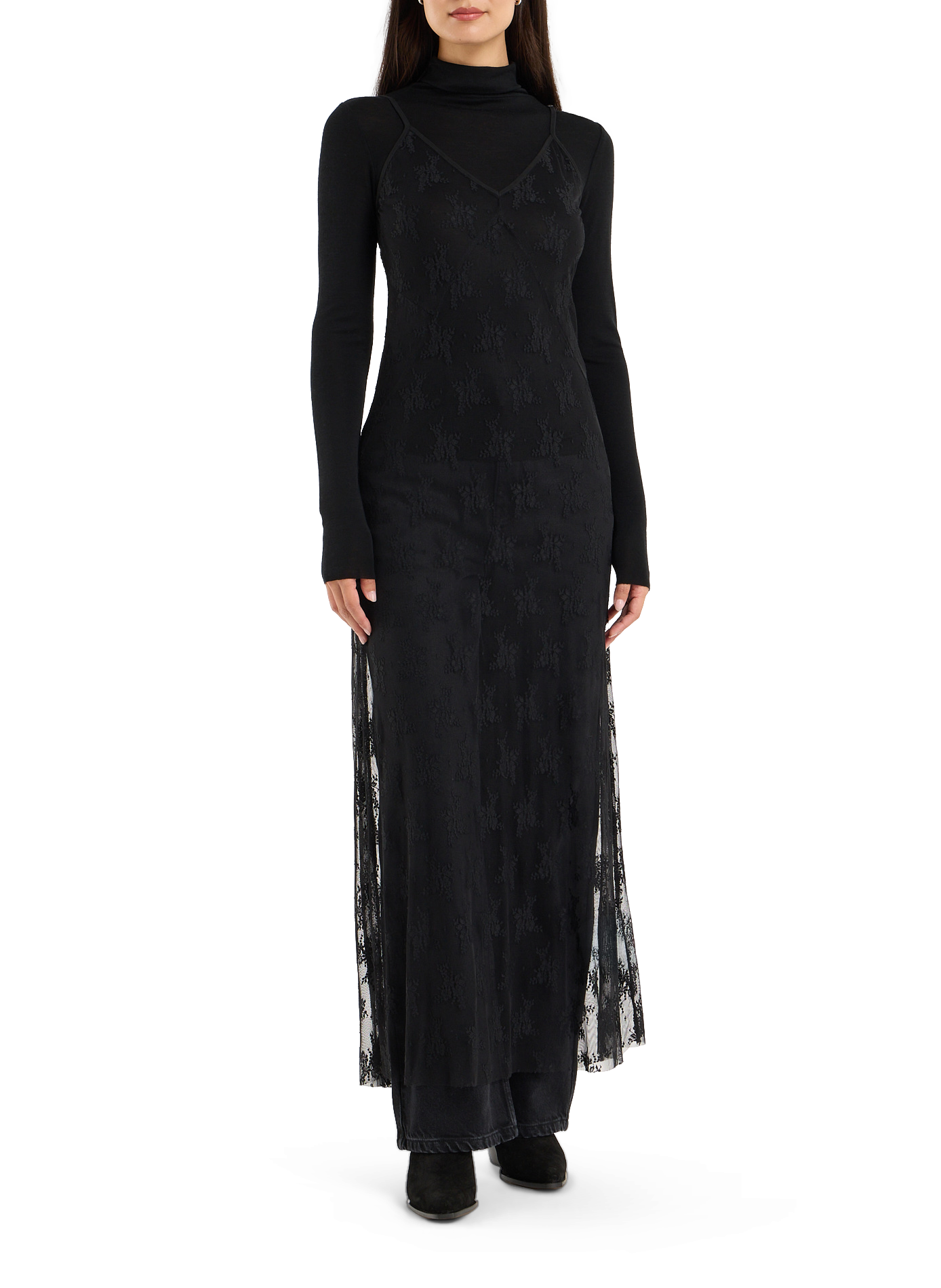 Floral Lace Flowy Bonnie Dress SAISON 1865 Black