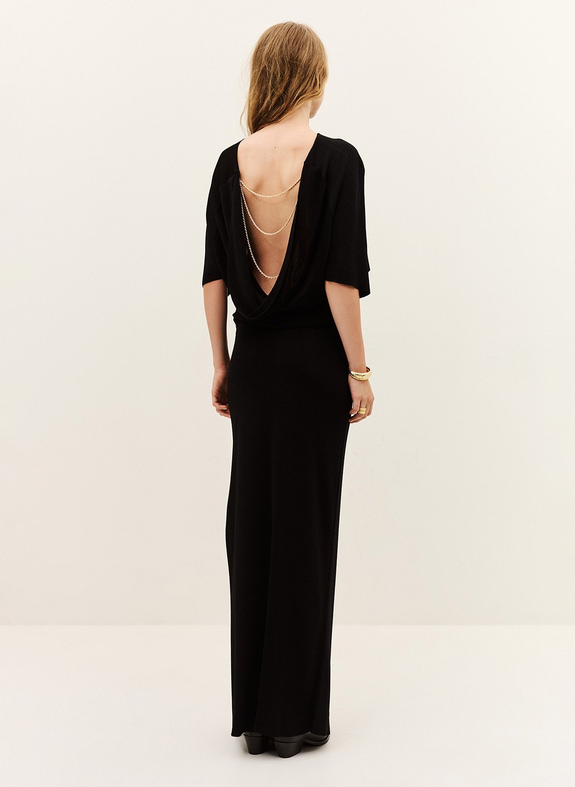 Robe maxi plissée à dos nu BA&SH Noir