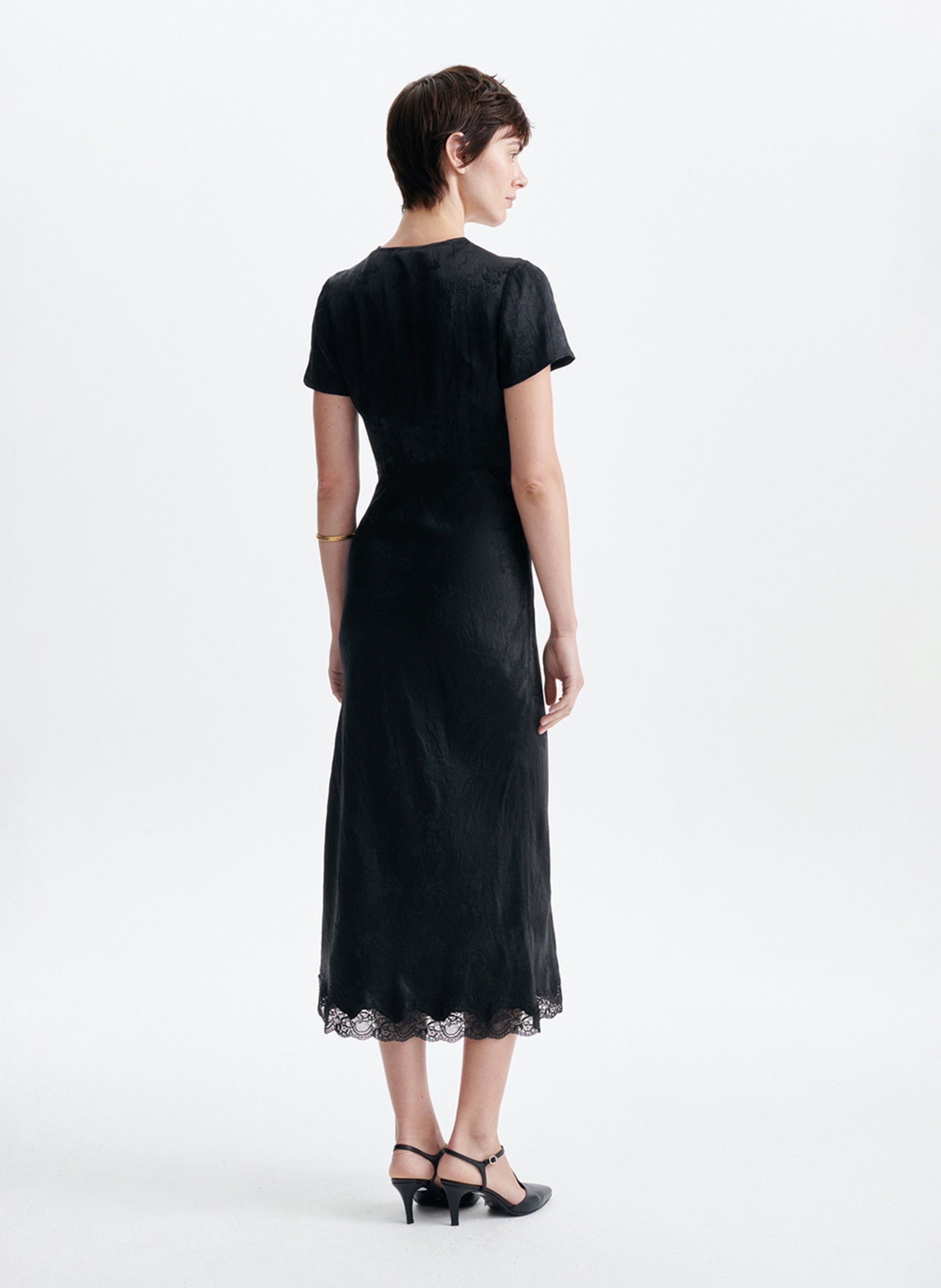 Robe longue fluide à dentelle VANESSA BRUNO Noir