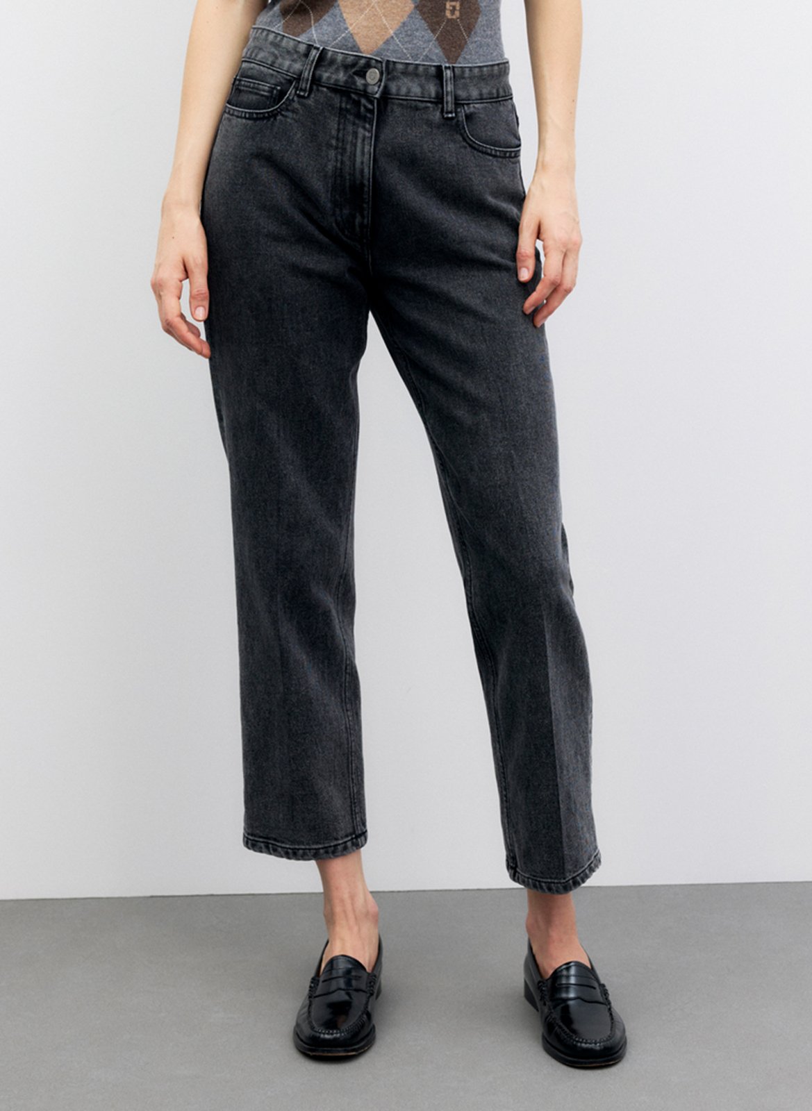 Jean droit en coton mélangé GERARD DAREL Gris