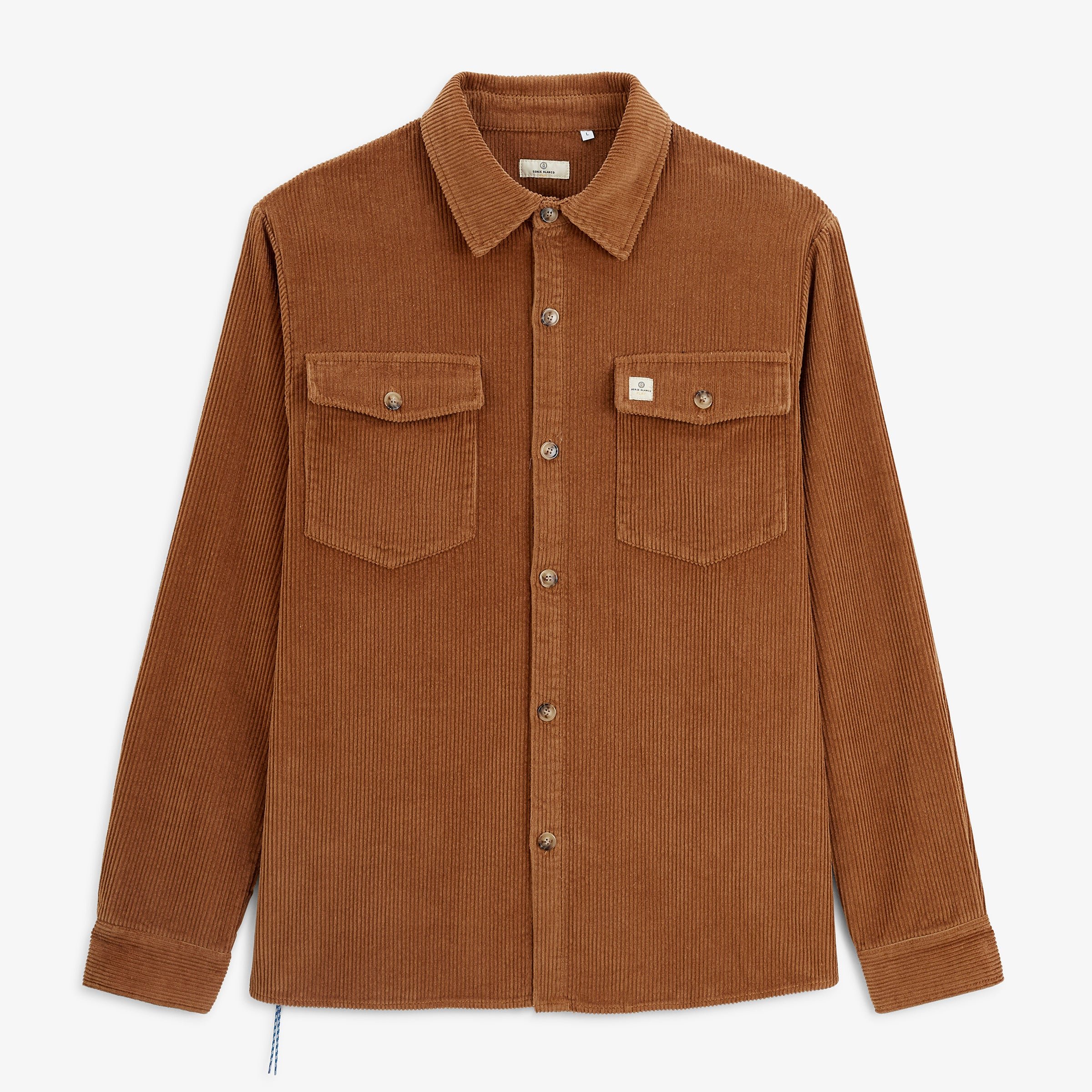 Long-sleeved velvet pigment dye shirt in hazelnut brown by sbplay SERGE BLANCO Brown