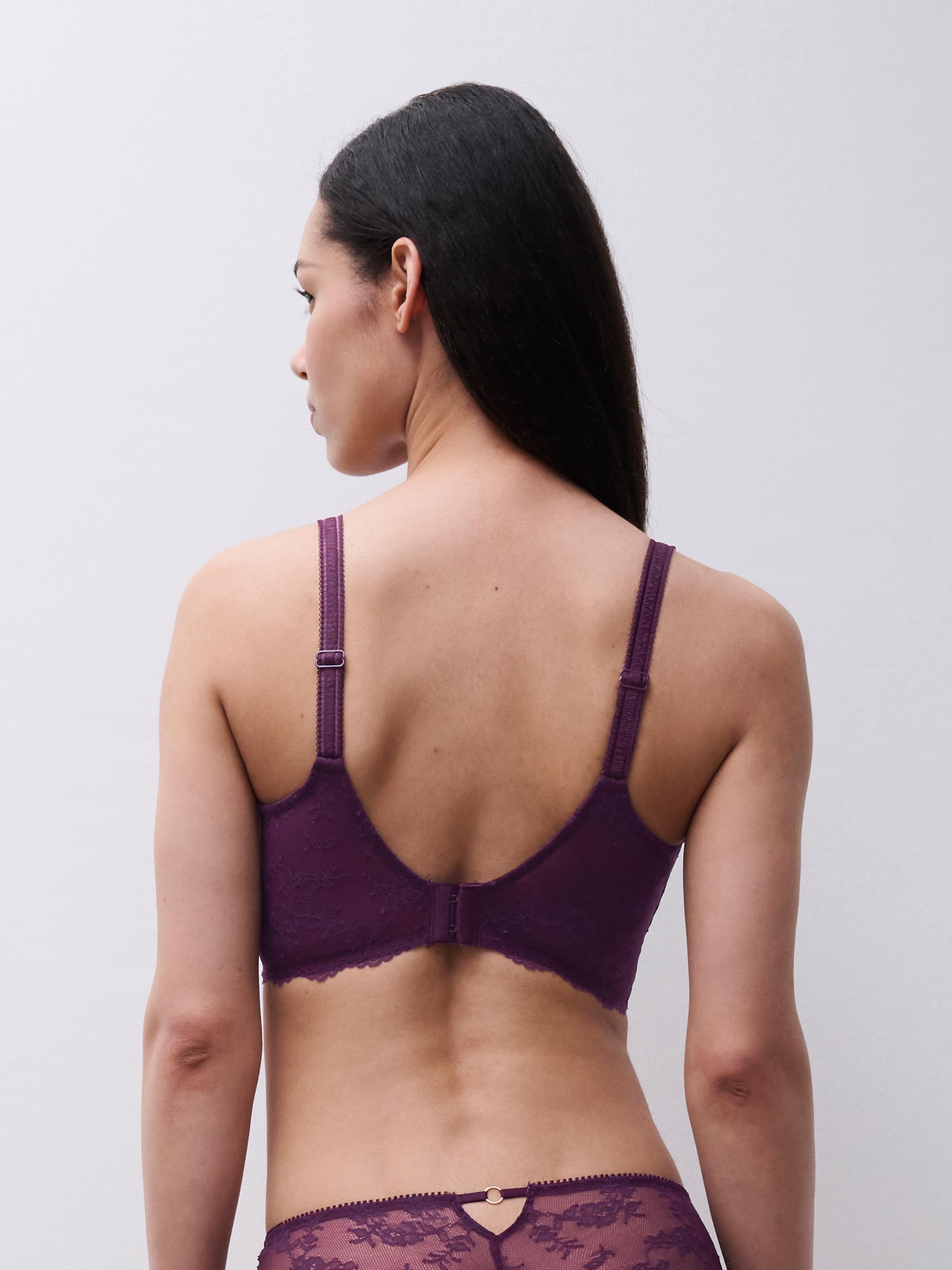 Non-wired bra with floral embroidery CHANTELLE Purple