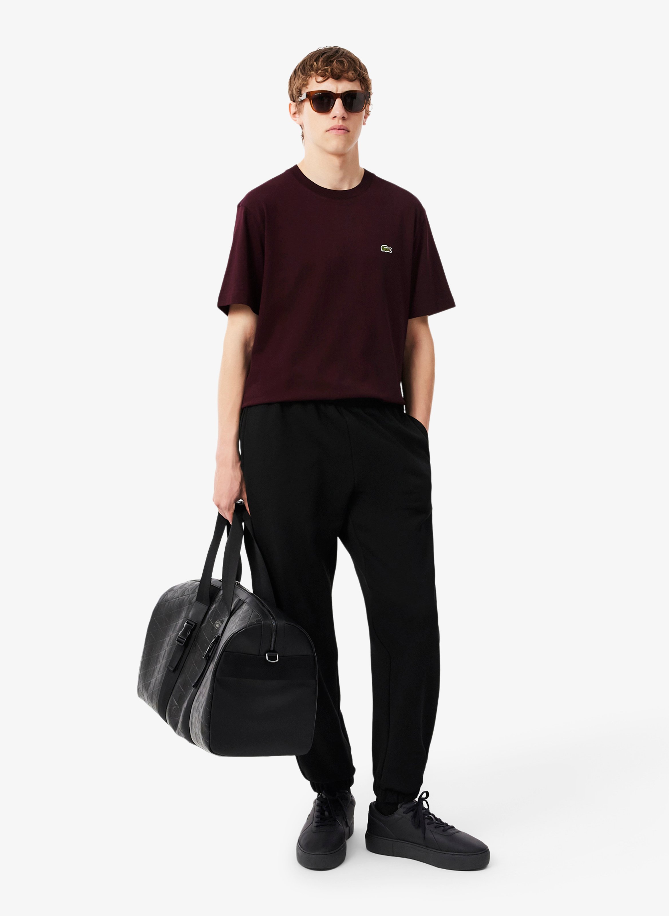 Einfarbiges T-Shirt mit Baumwolllogo LACOSTE Rot