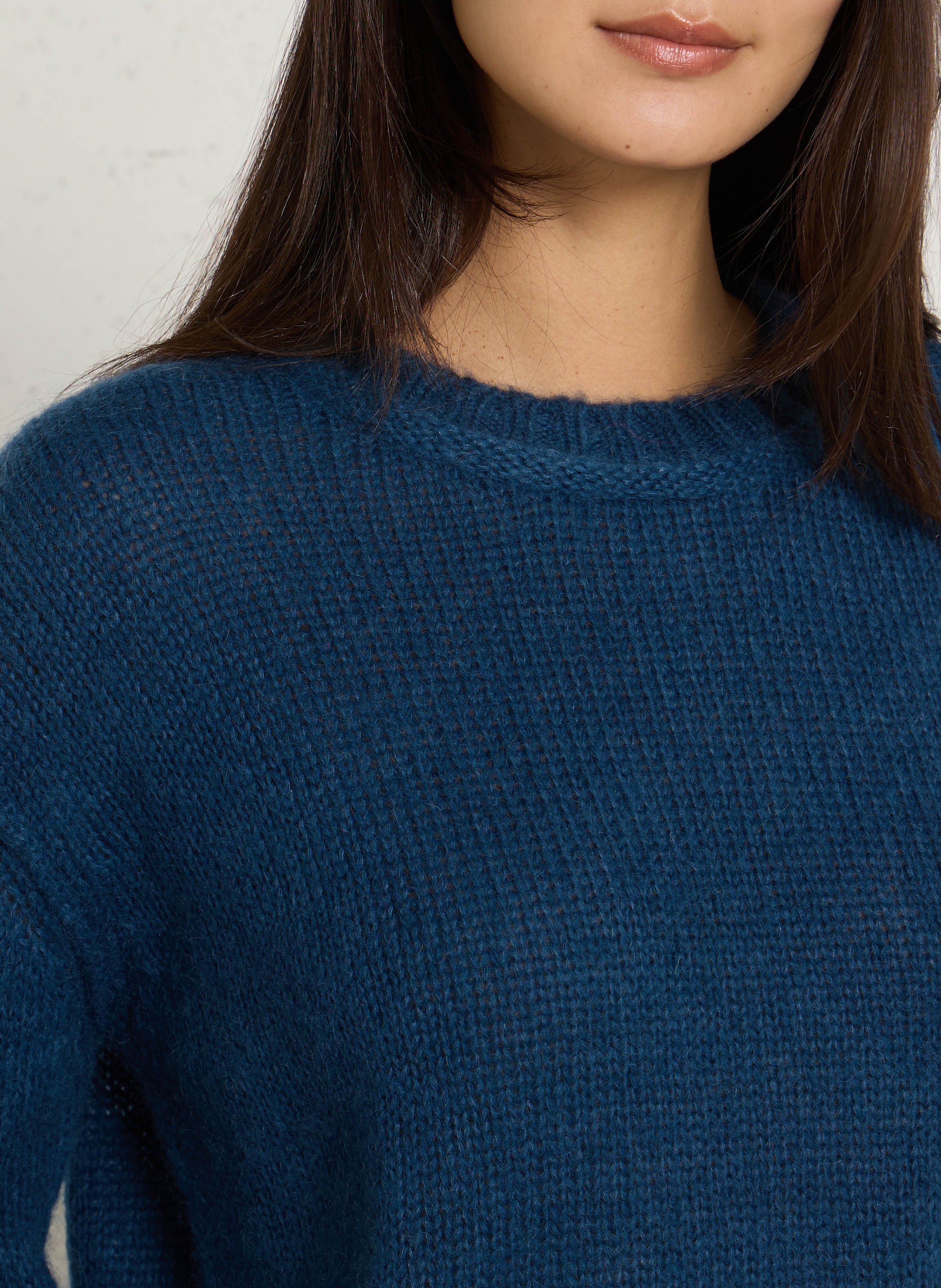 Rundhalspullover aus Wollmix BELLA JONES Blau
