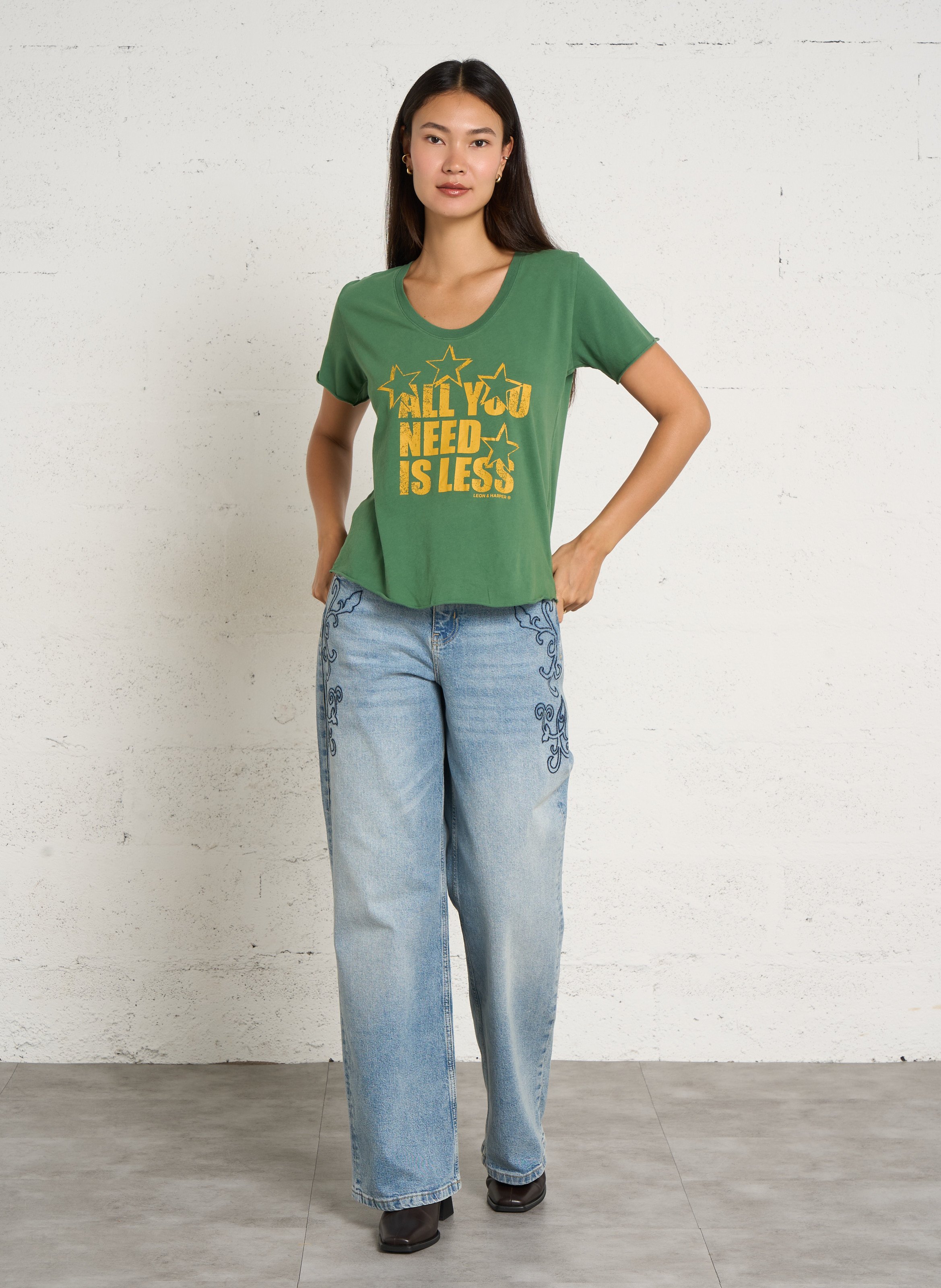 Tee-shirt imprimé en coton bio LEON & HARPER Vert