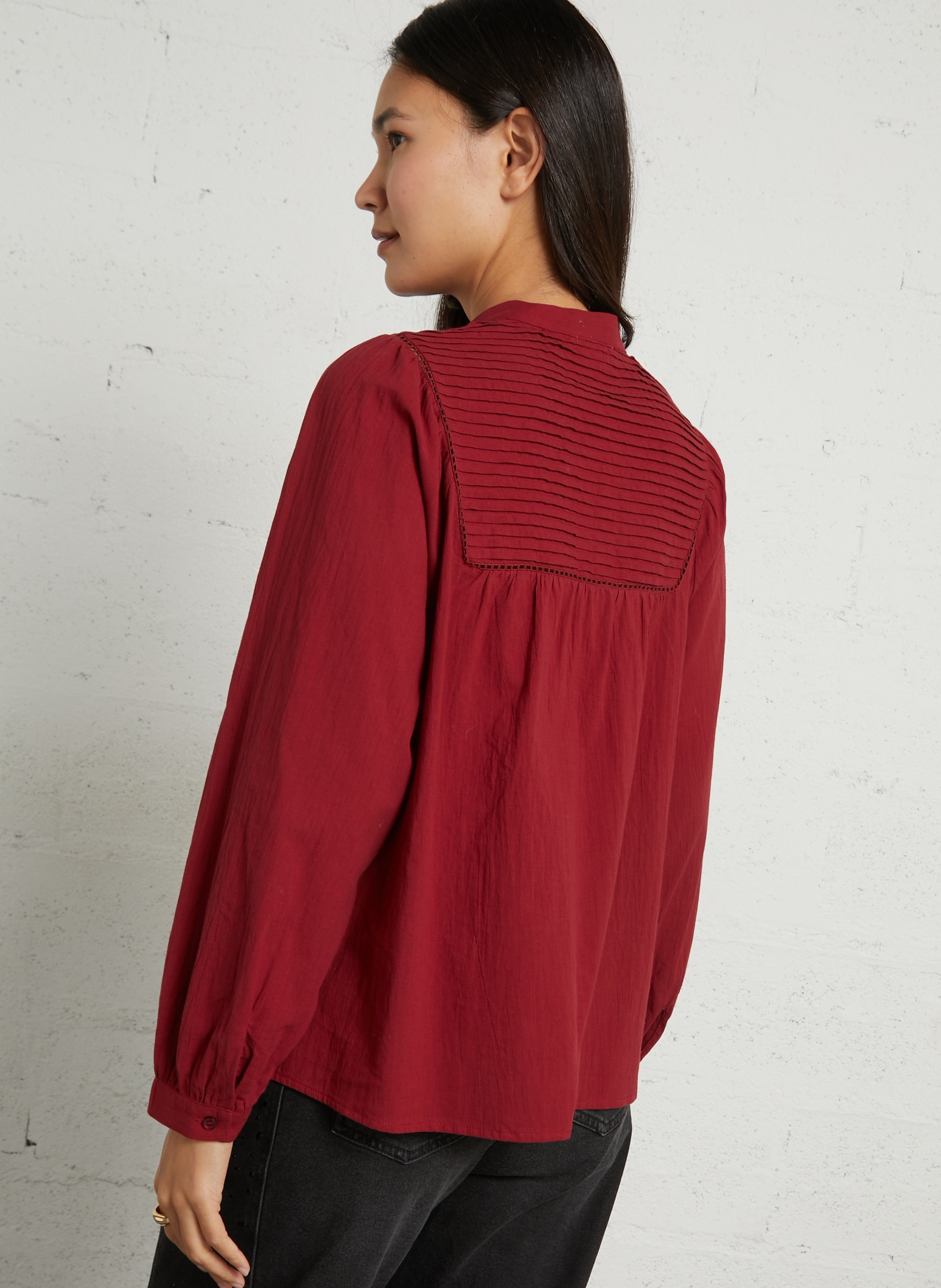 Katoenen blouse met ronde hals THE KORNER Rood