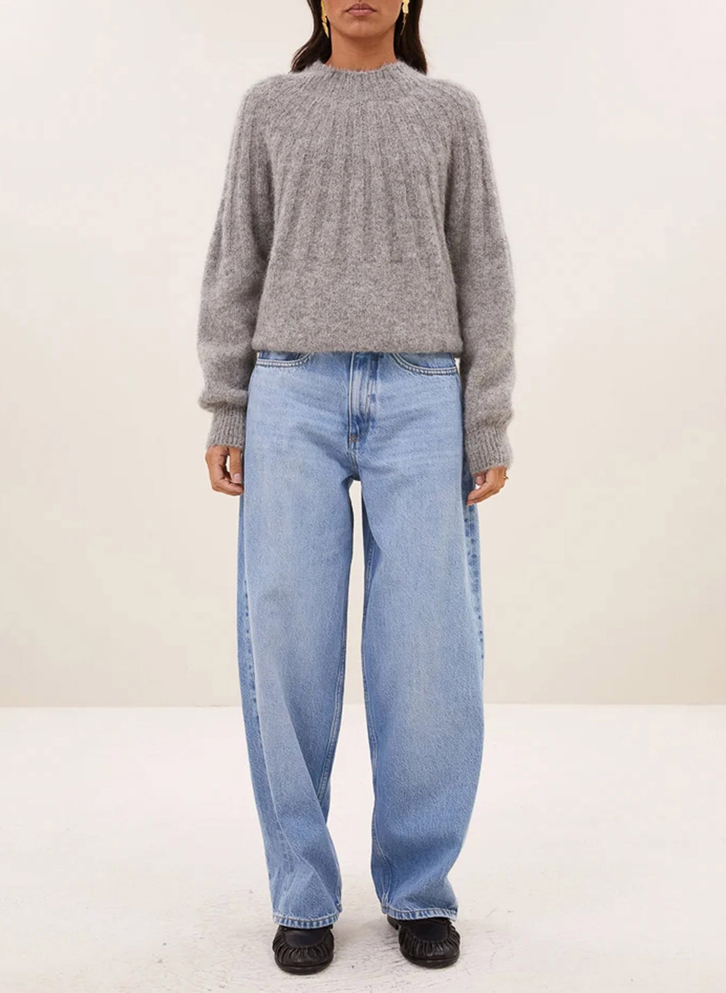 Pull oversize en laine mélangée BY BAR Gris