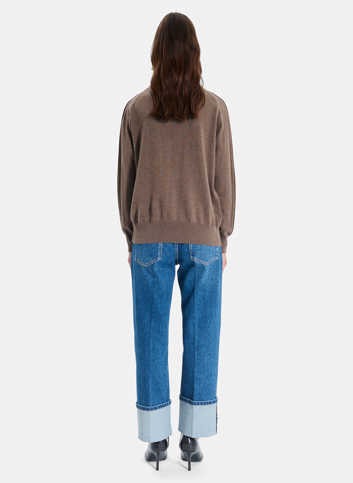 Straight V-neck sweater ZAPA Brown