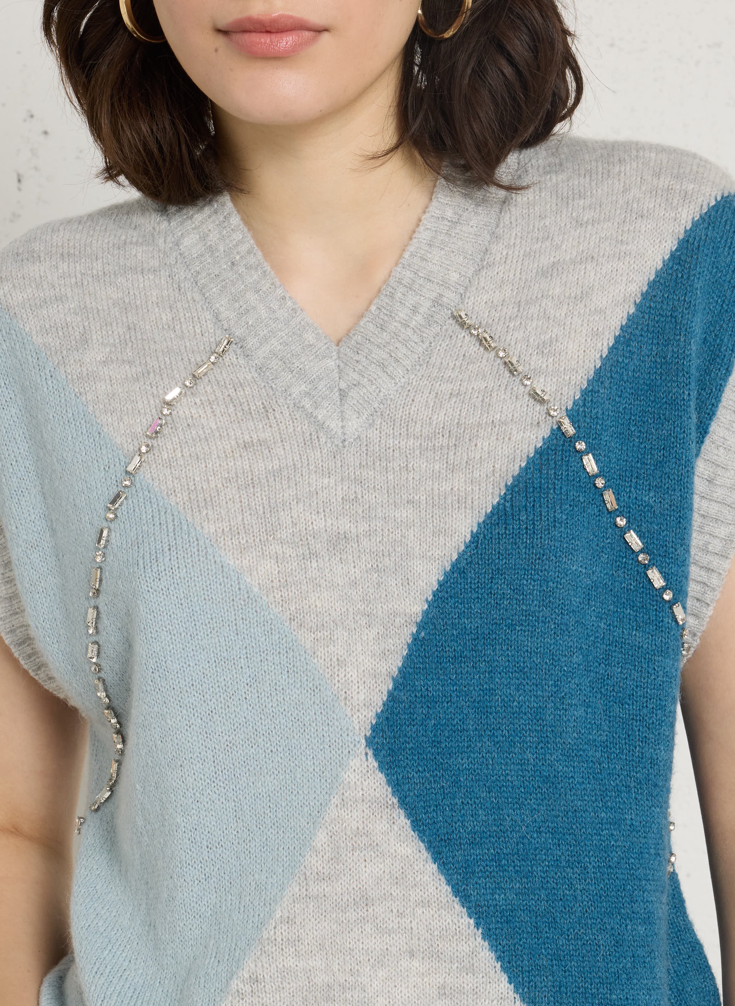 Pull sans manches en maille LIU JO Bleu