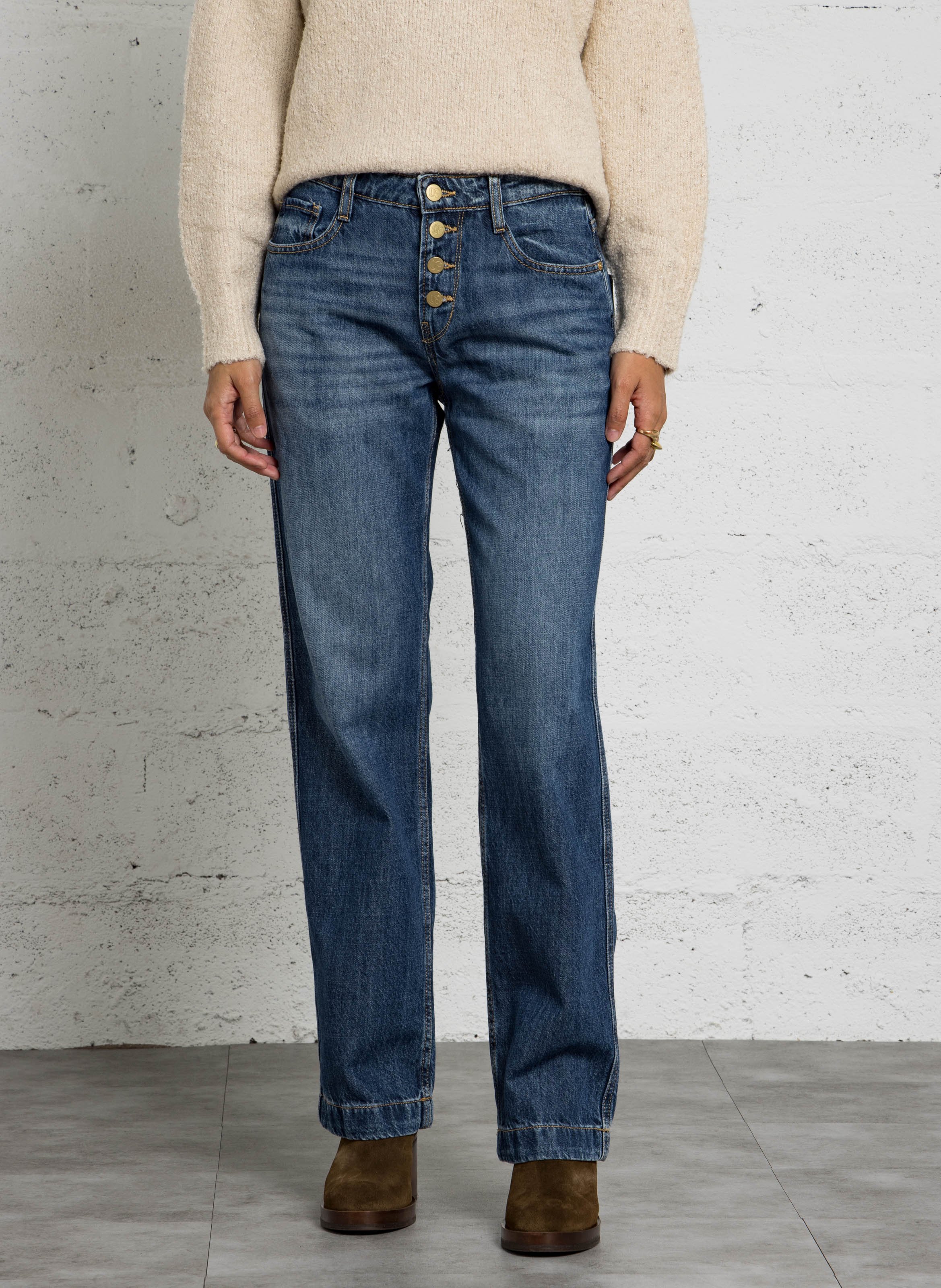 Straight Cut Jeans aus Baumwoll-Mix LE TEMPS DES CERISES Blau