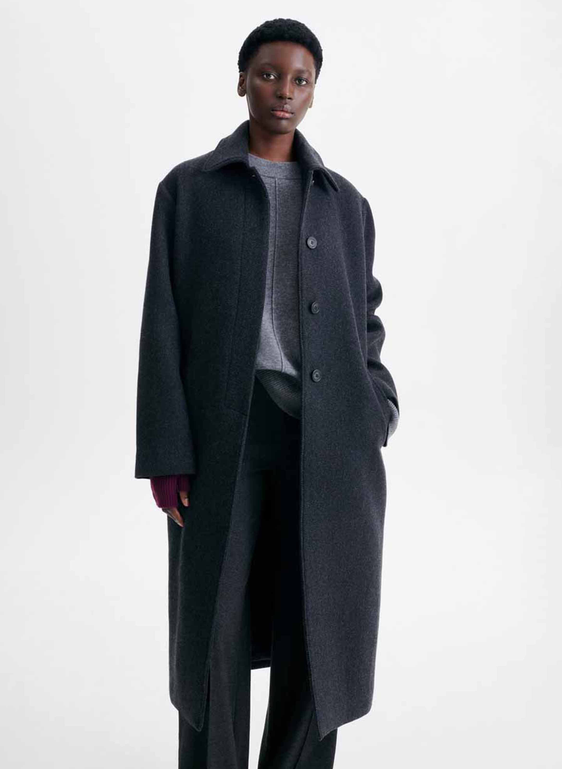 Manteau col classique en laine mélnagée VANESSA BRUNO Gris