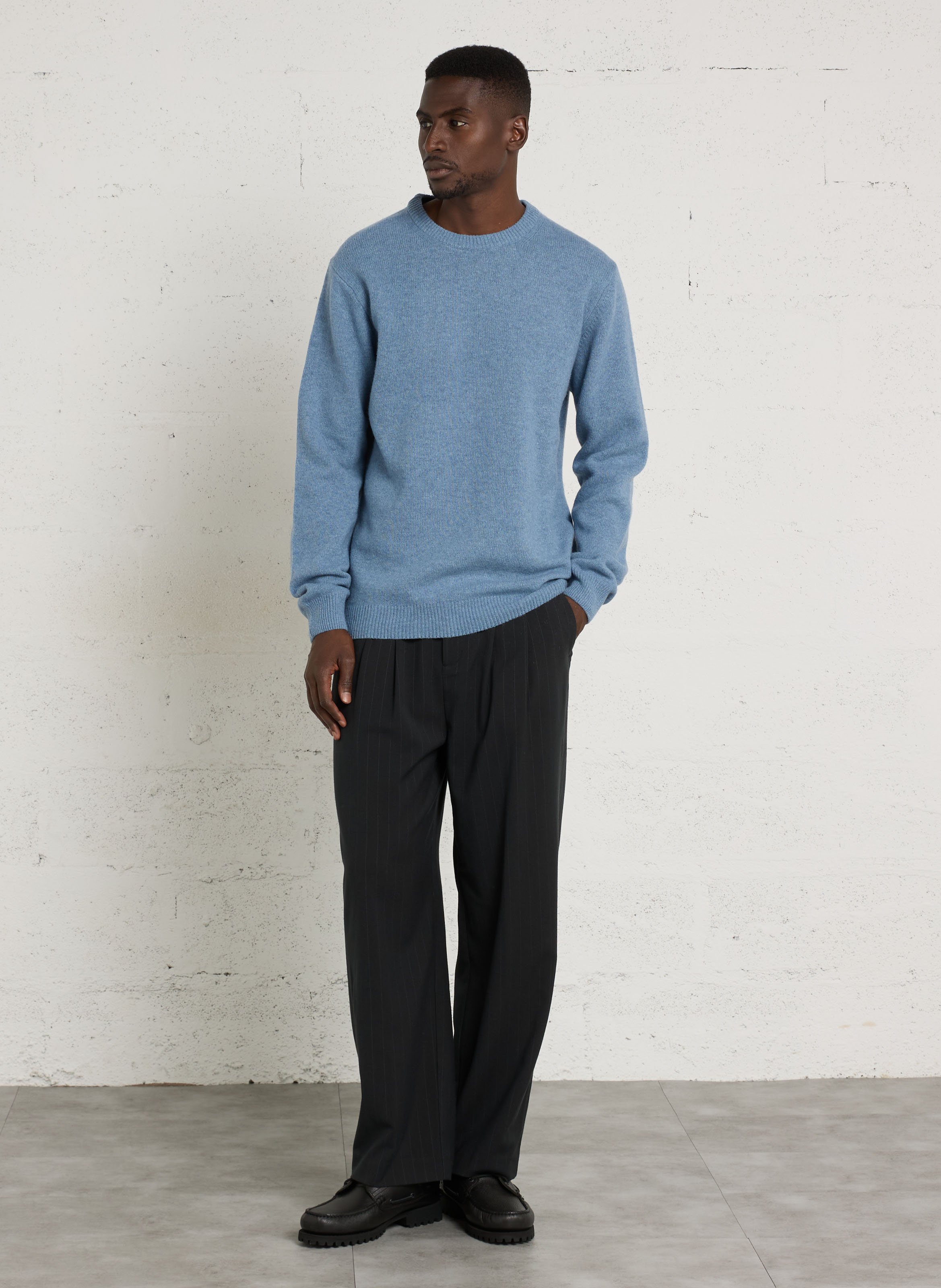 Pull col rond en laine mélangée CASUAL FRIDAY Bleu