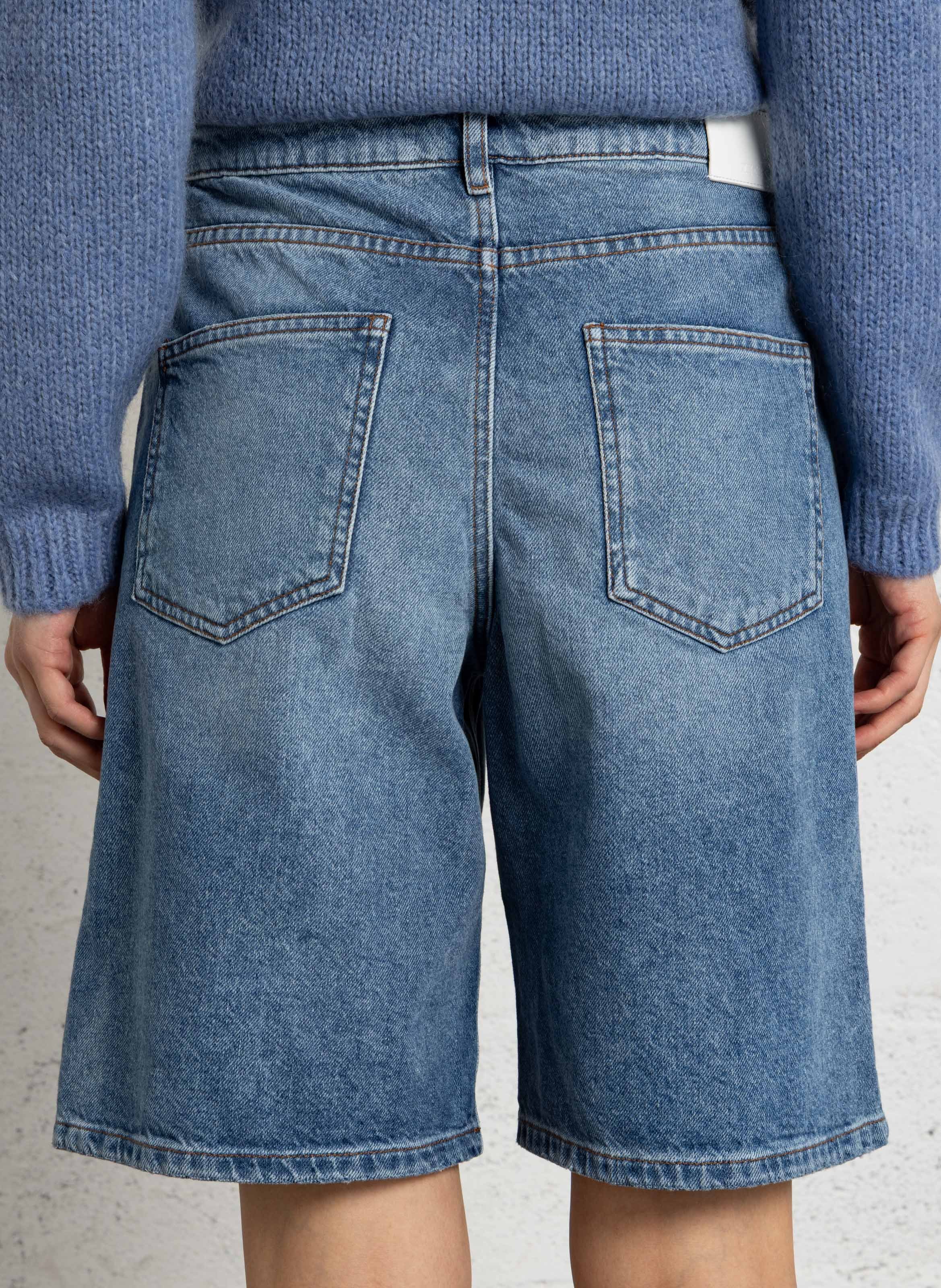 Wide cotton denim Bermuda shorts IKKS Blue