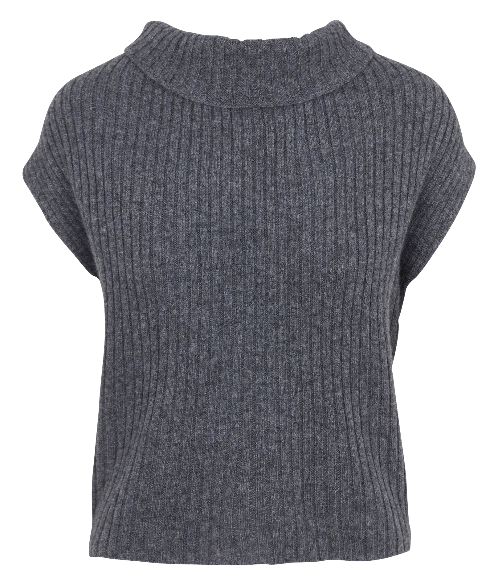 Pull sans manches côtelé en laine LIU JO Gris