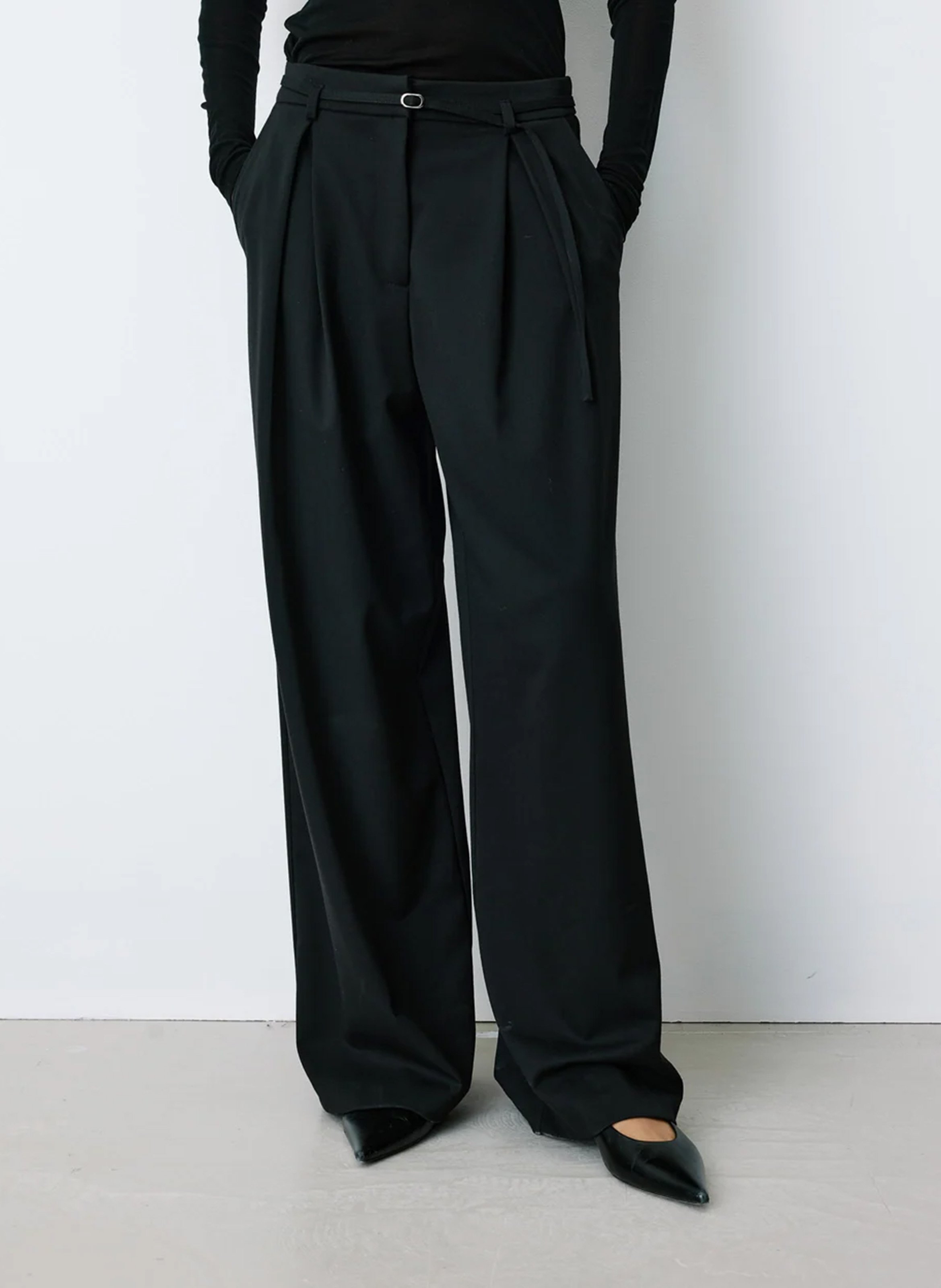 Wijde pantalon met ceintuur GRACE ET MILA Zwart