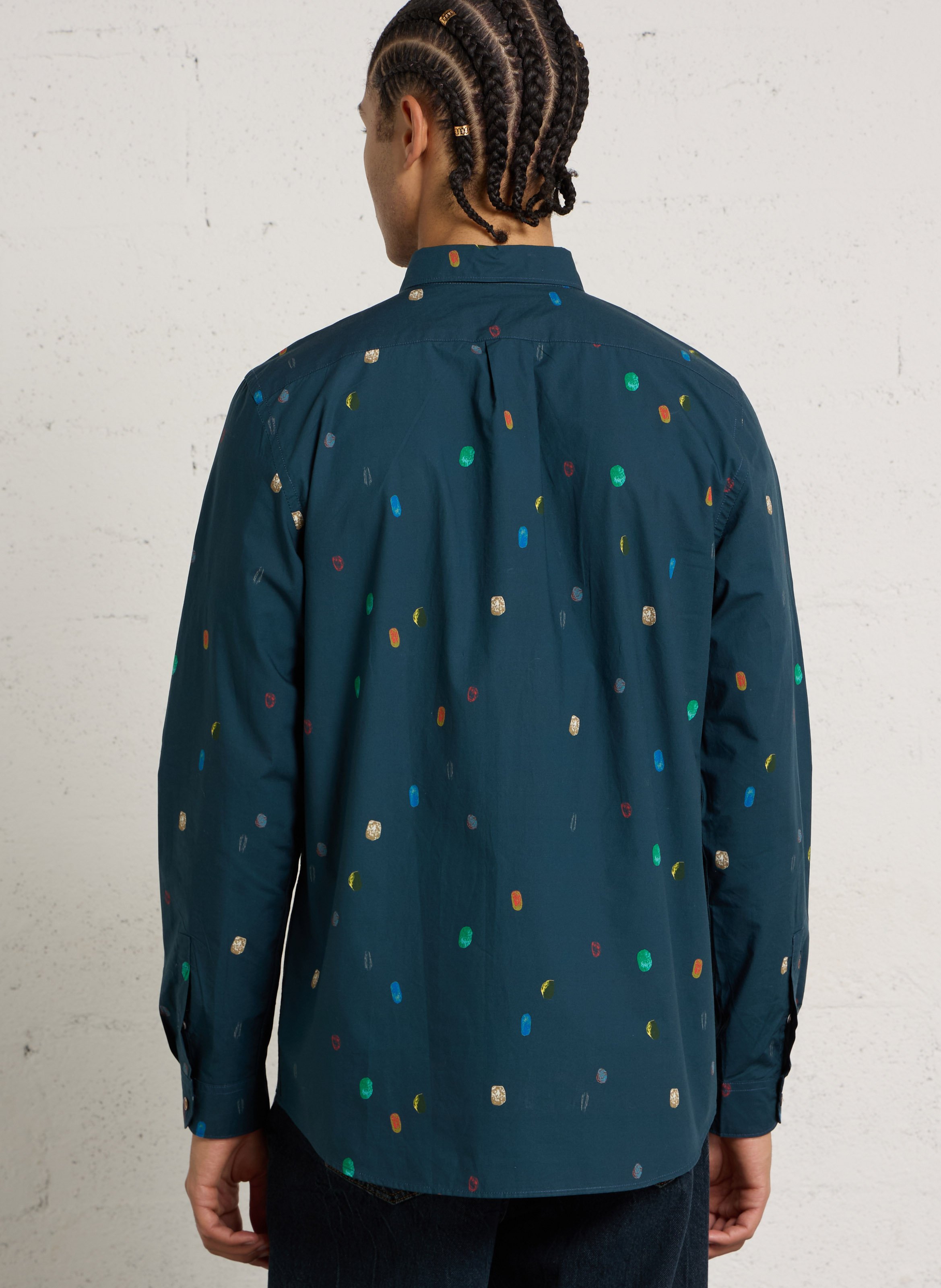 Printed shirt with classic collar in cotton PAUL SMITH Blue