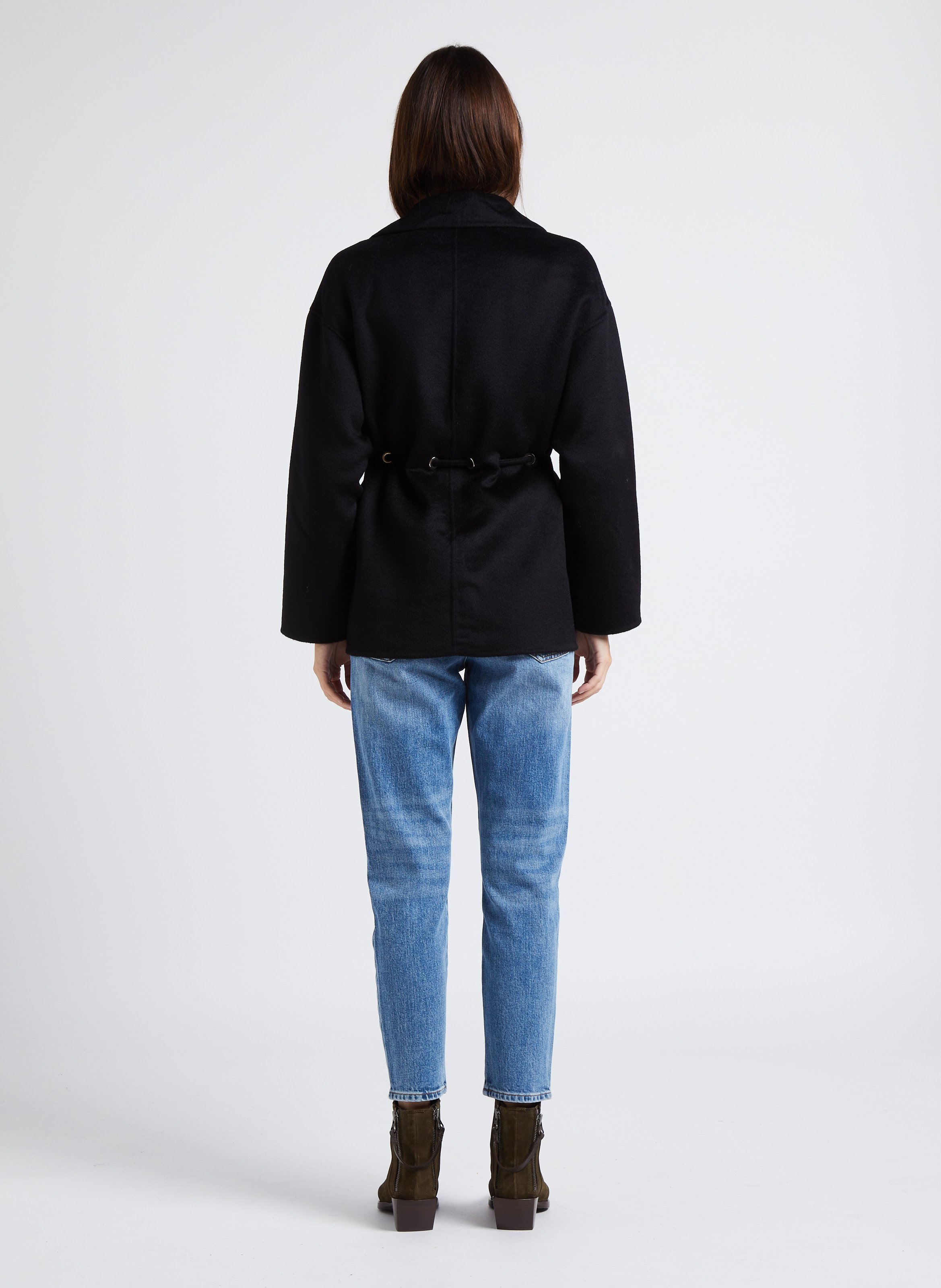 Ruimvallende jas met klassieke kraag | wolblend BA&SH Zwart