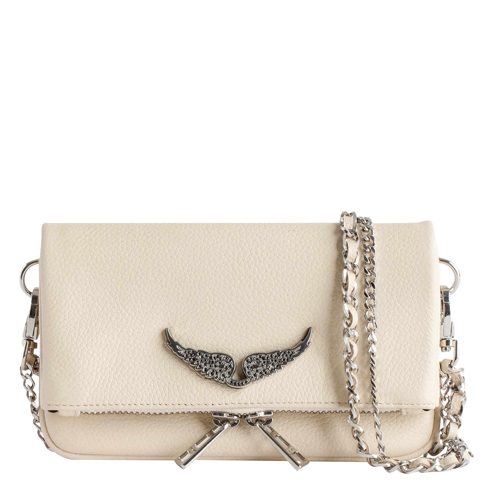 Grained leather clutch bag ZADIG&VOLTAIRE White