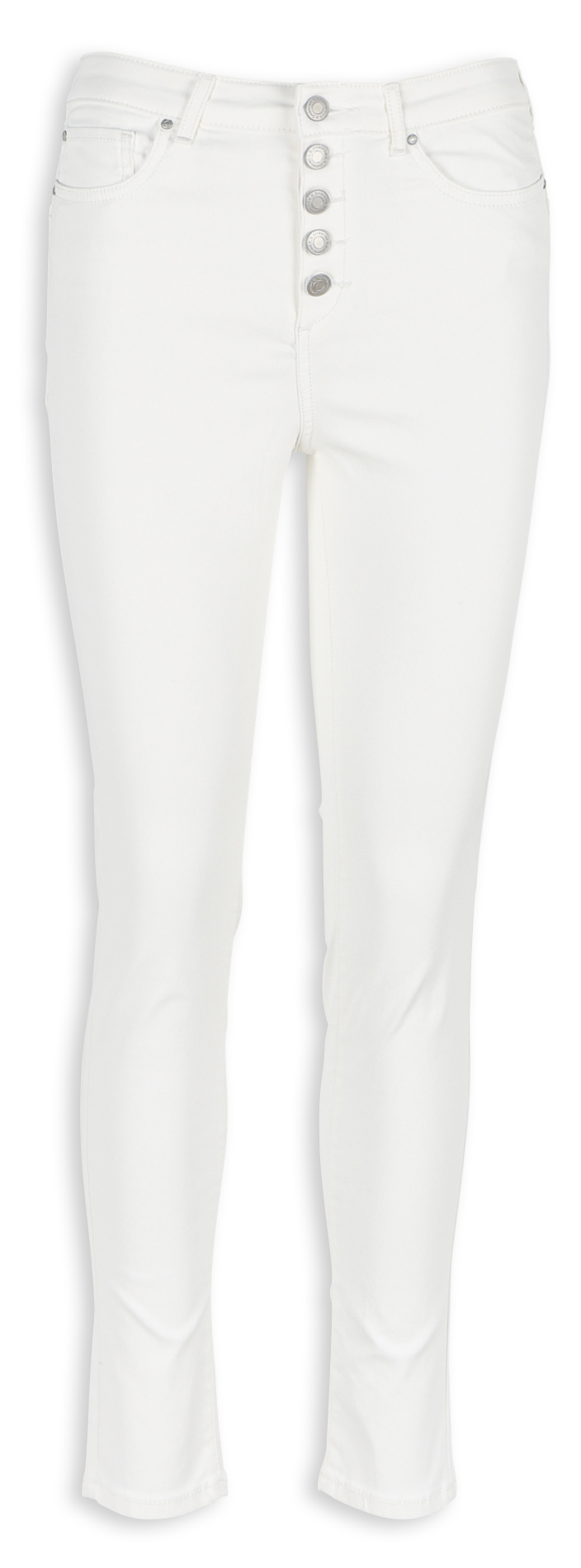 High-rise glazed cotton-blend skinny jeans IKKS White