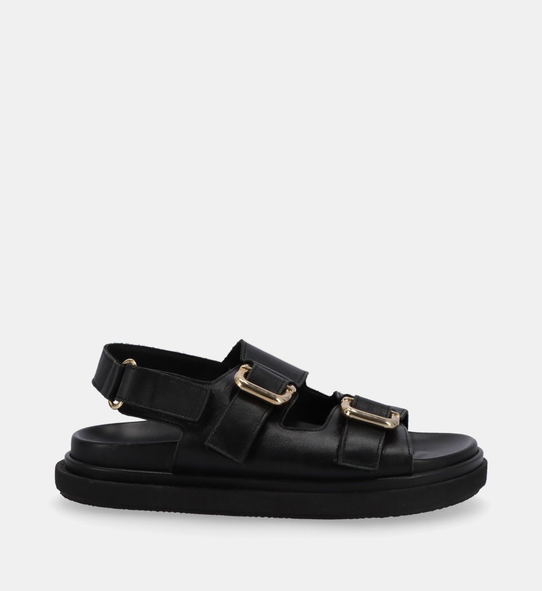 Flat leather sandals ALOHAS Black