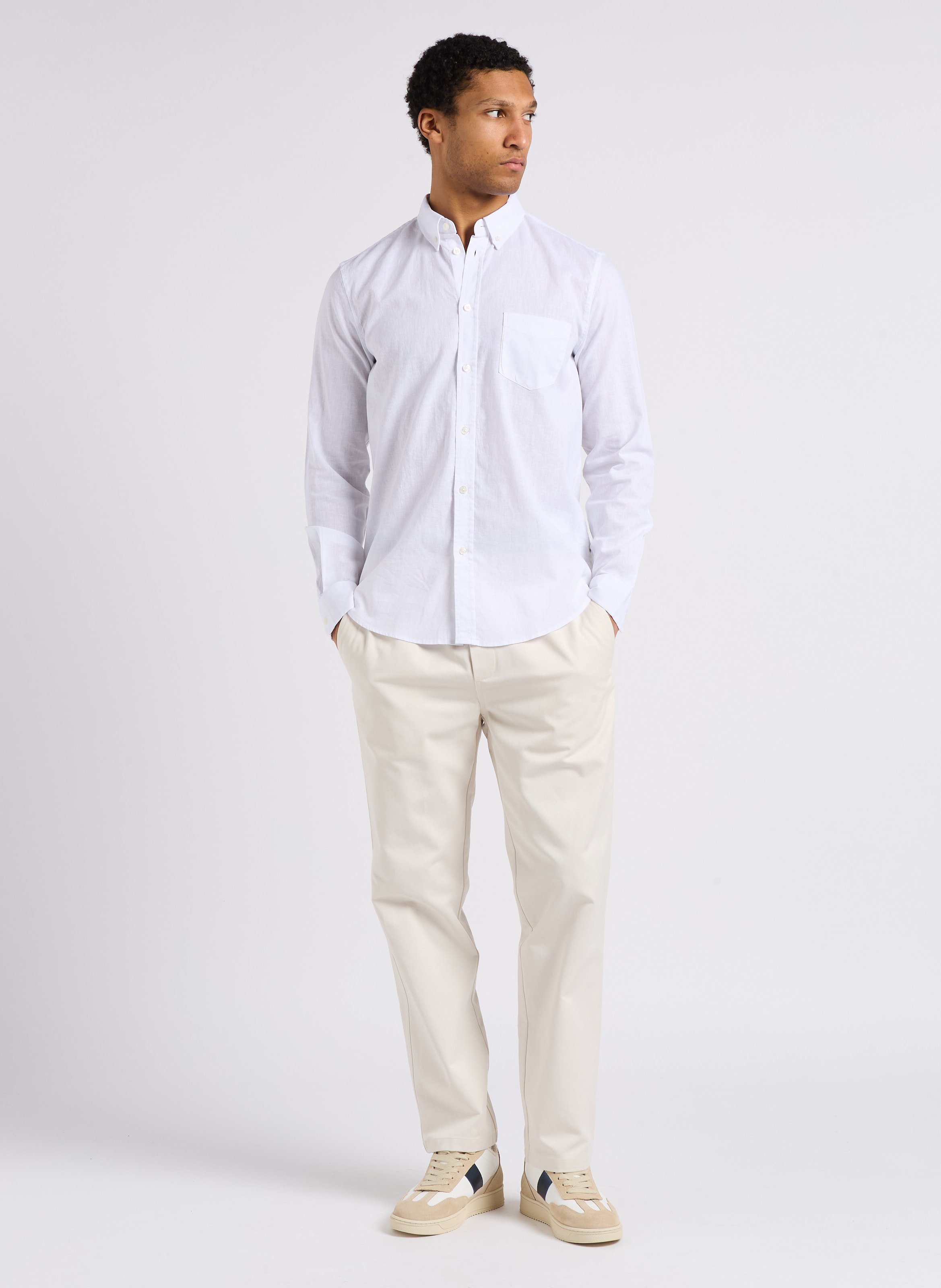 Straight-leg organic cotton-blend pants SAMSOE SAMSOE White
