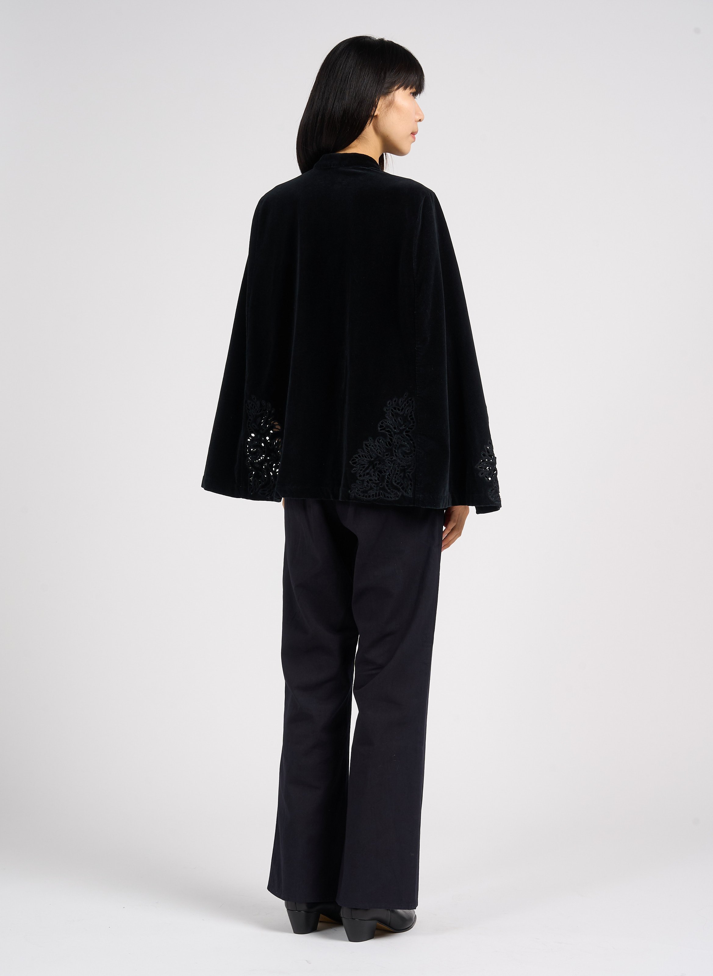 Straight embroidered cotton pants V DE VINSTER Black