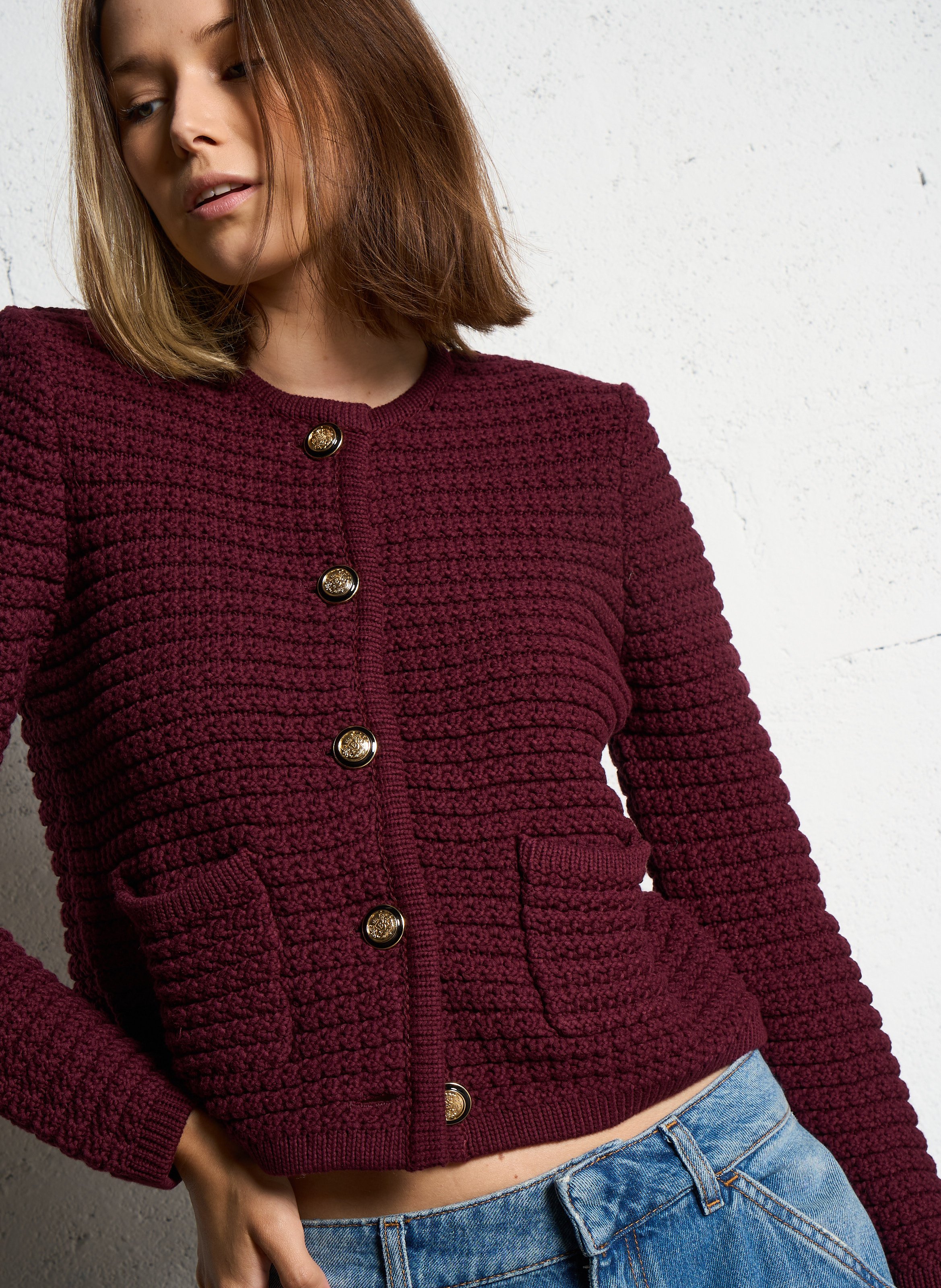 Vest met lange mouwen van gemengd katoen BA&SH Paars