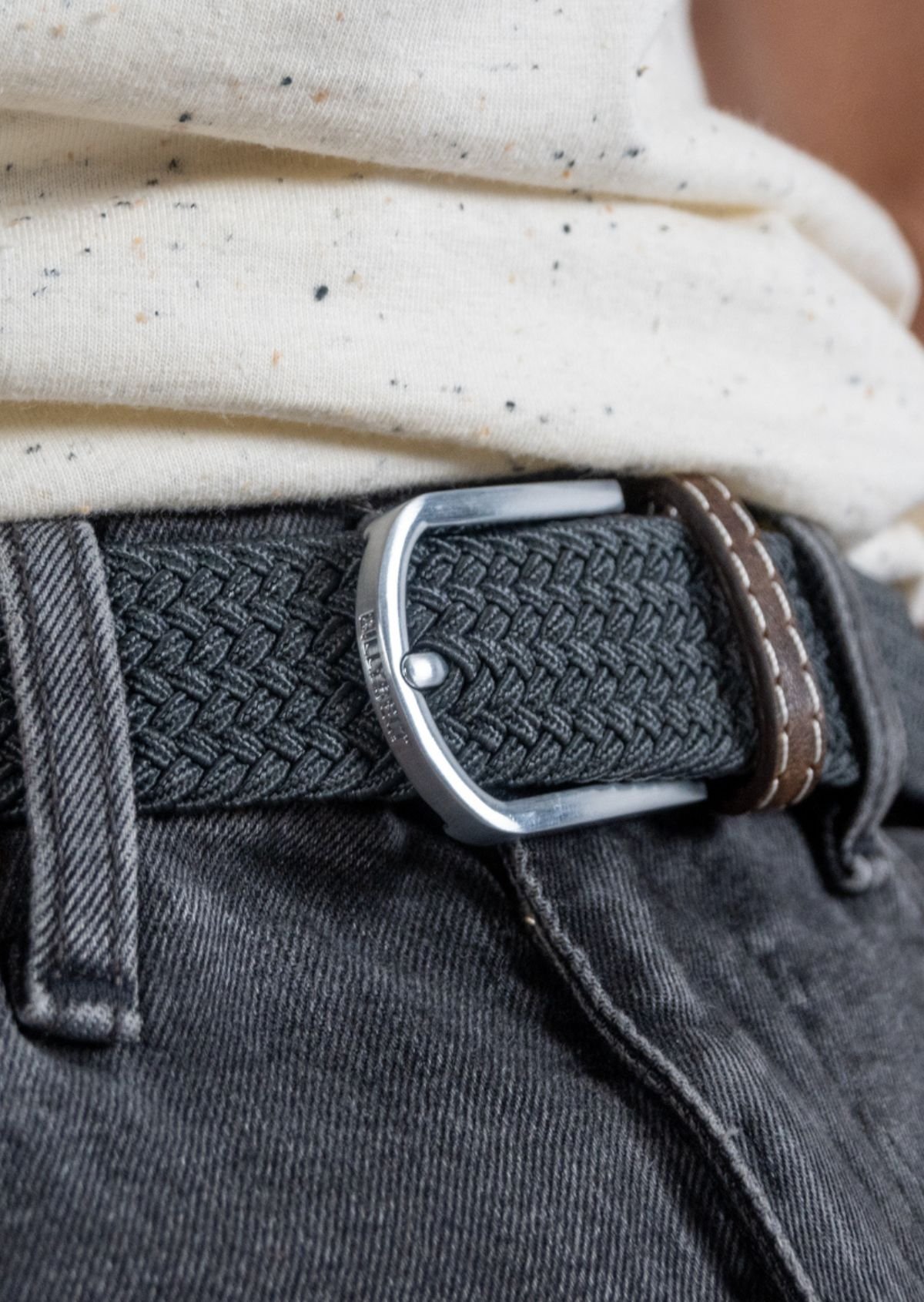 Solid Elastic Braided Belt BILLYBELT Grey