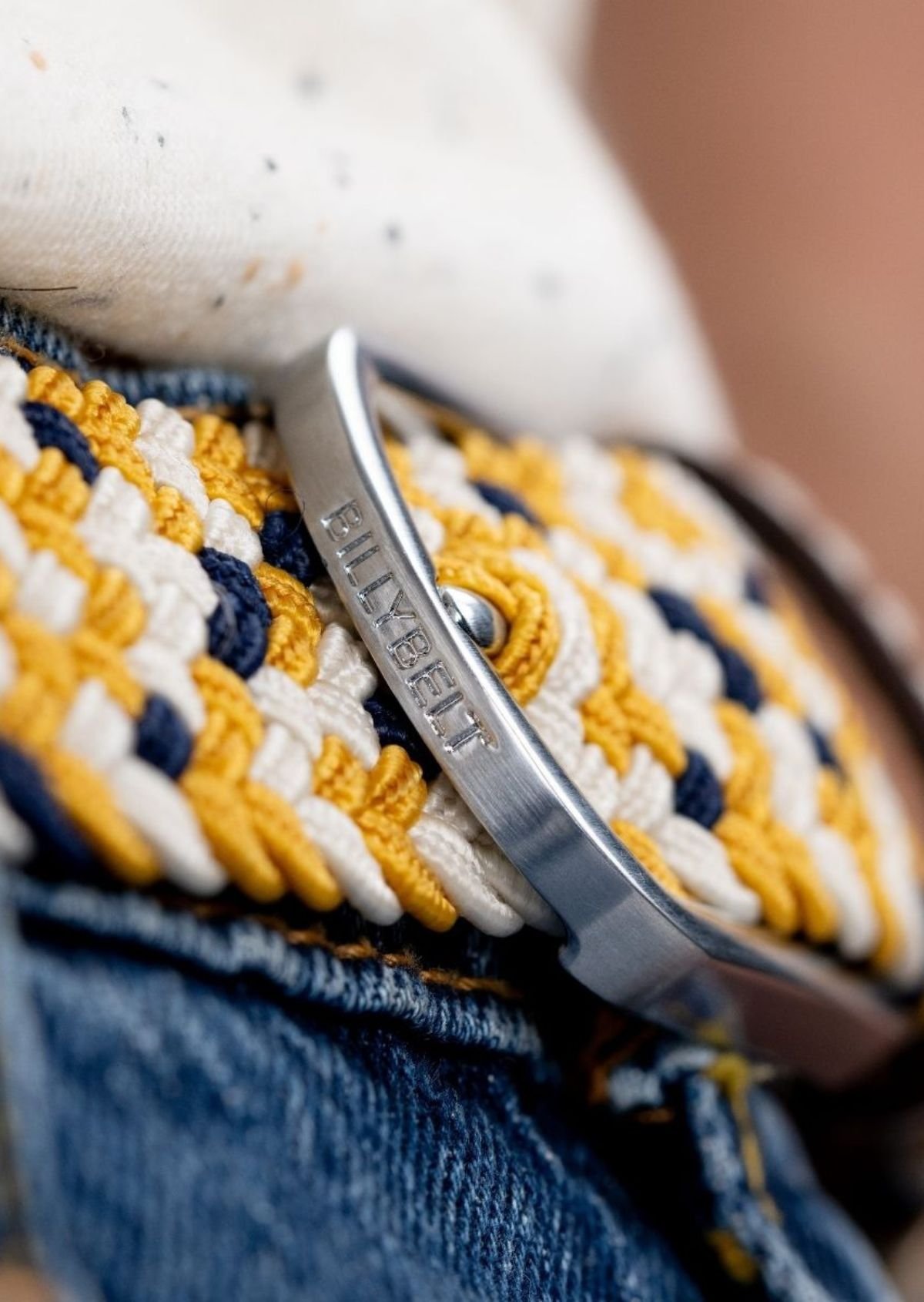 Multicolored braided elastic belt Yellow