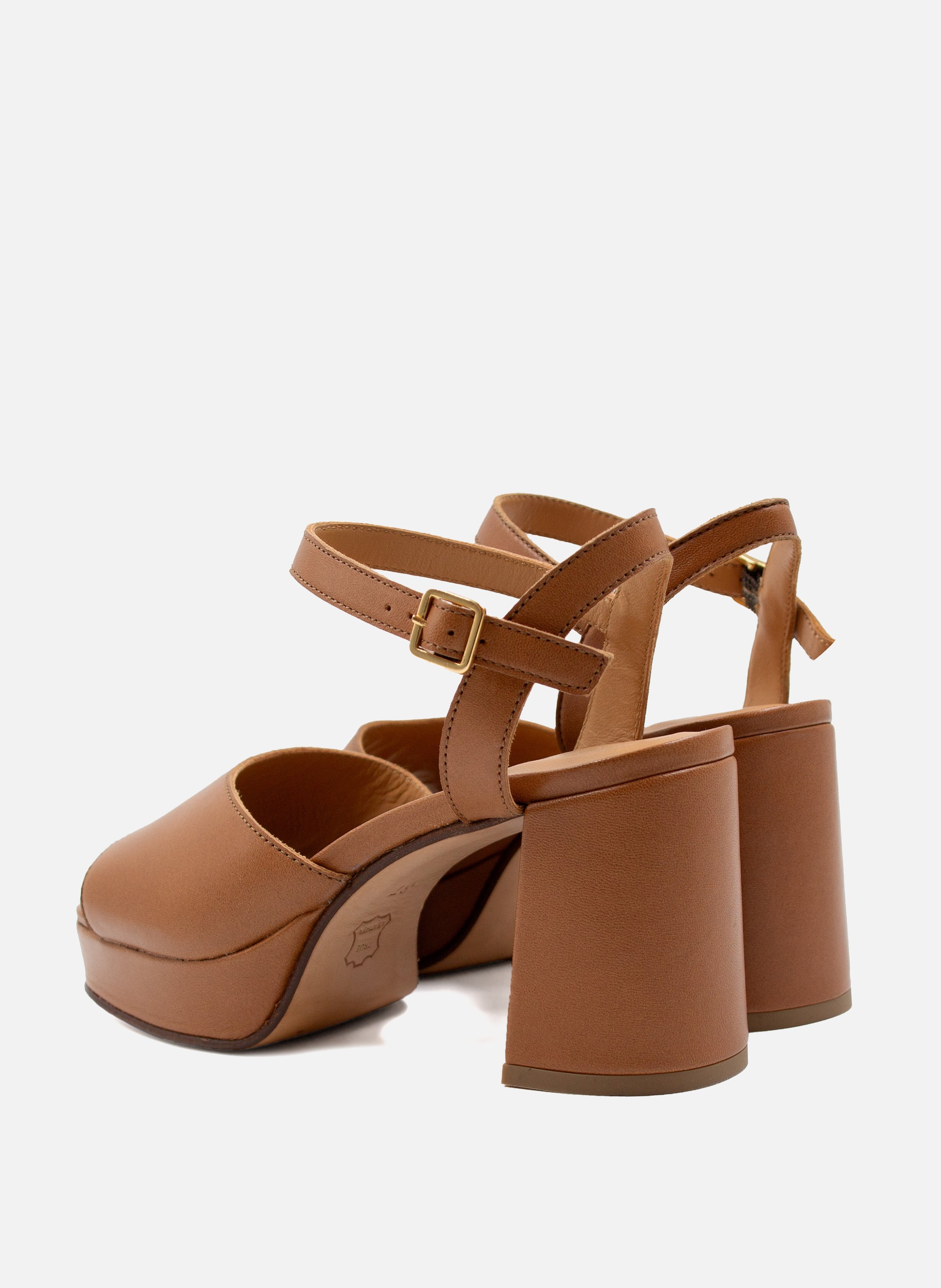 Smooth leather platform sandals JULES & JENN Brown