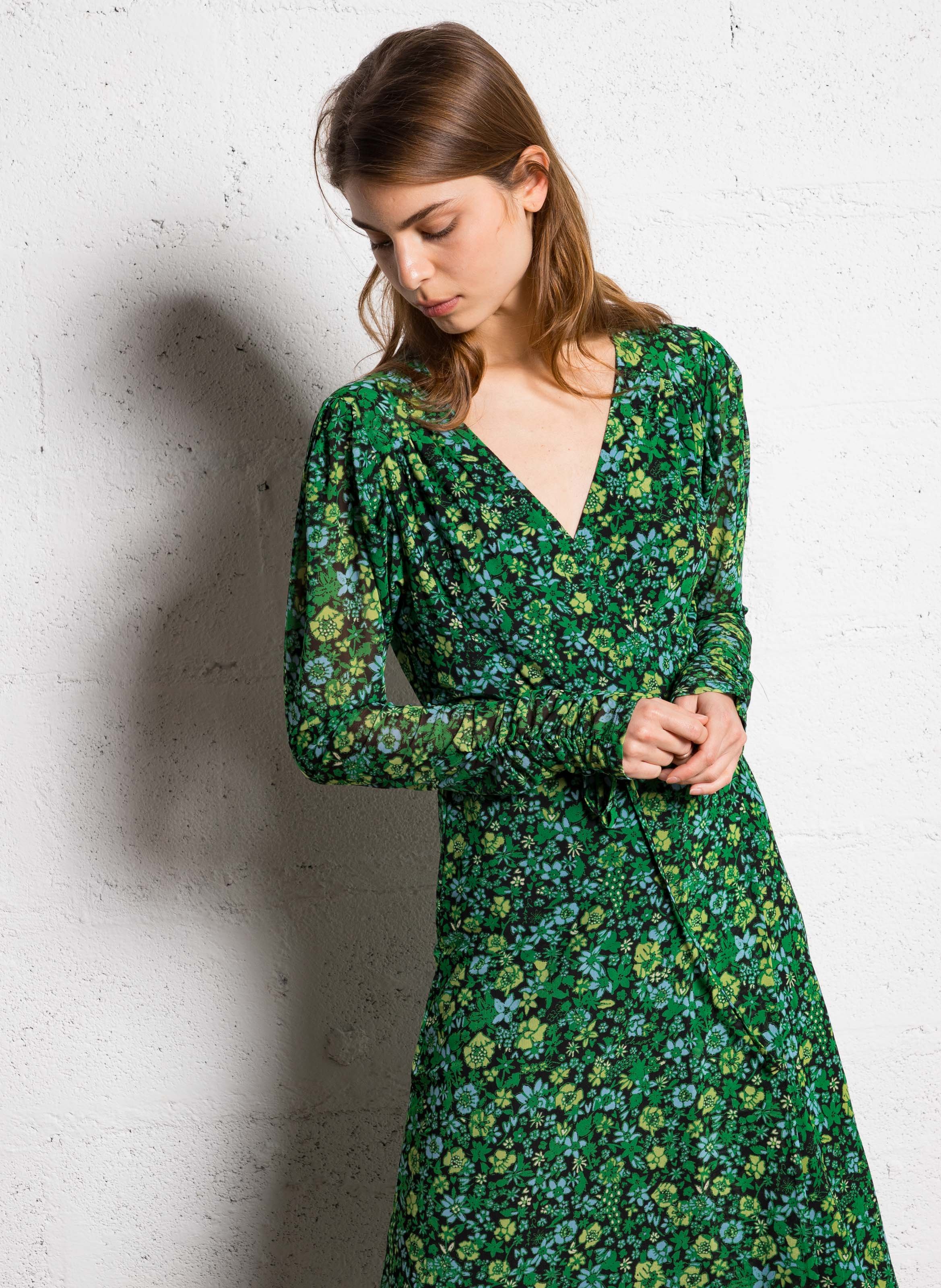 Lange jurk met print van gemengde gerecyclede vezels FABIENNE CHAPOT Groen