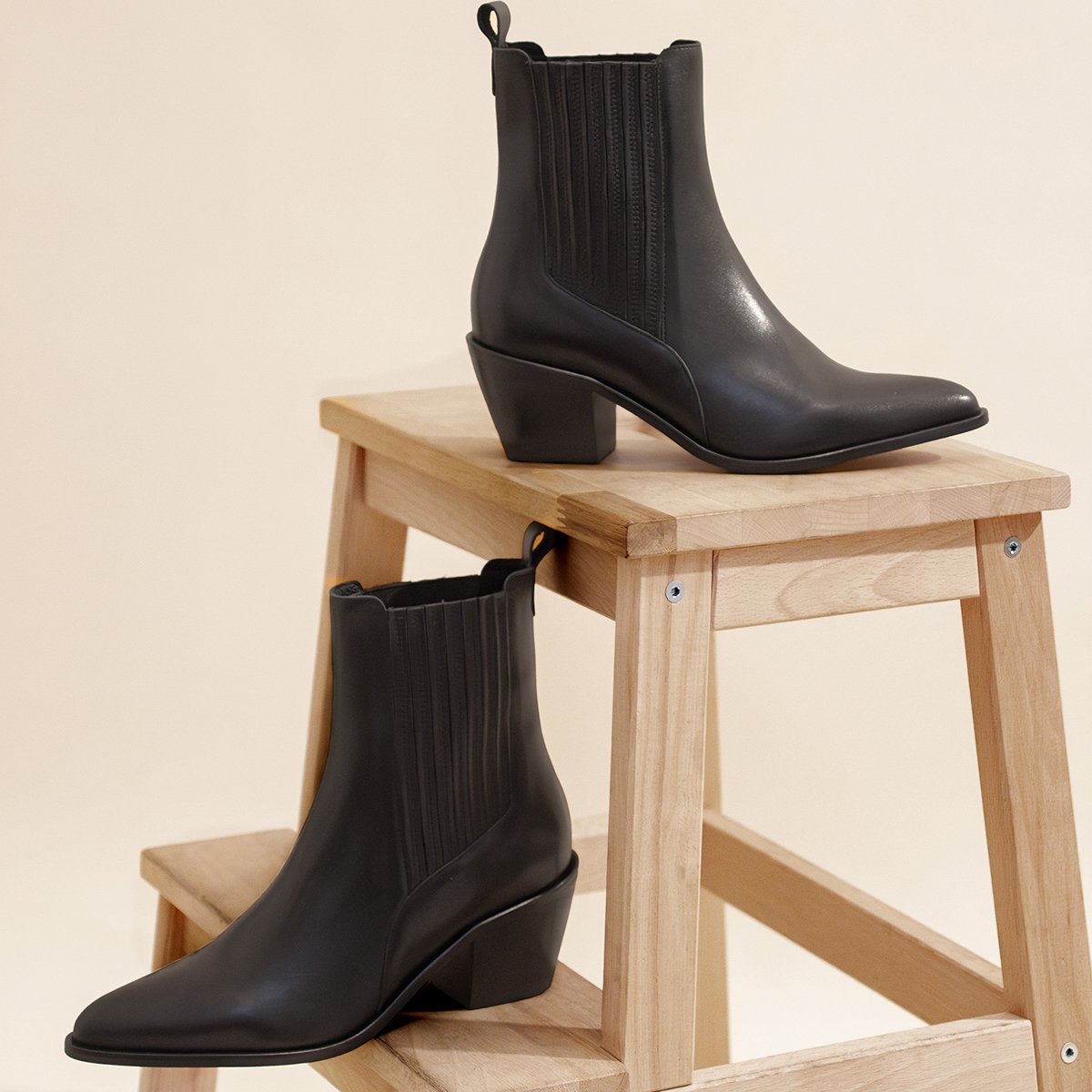 Leather Western ankle boots JULES & JENN Black