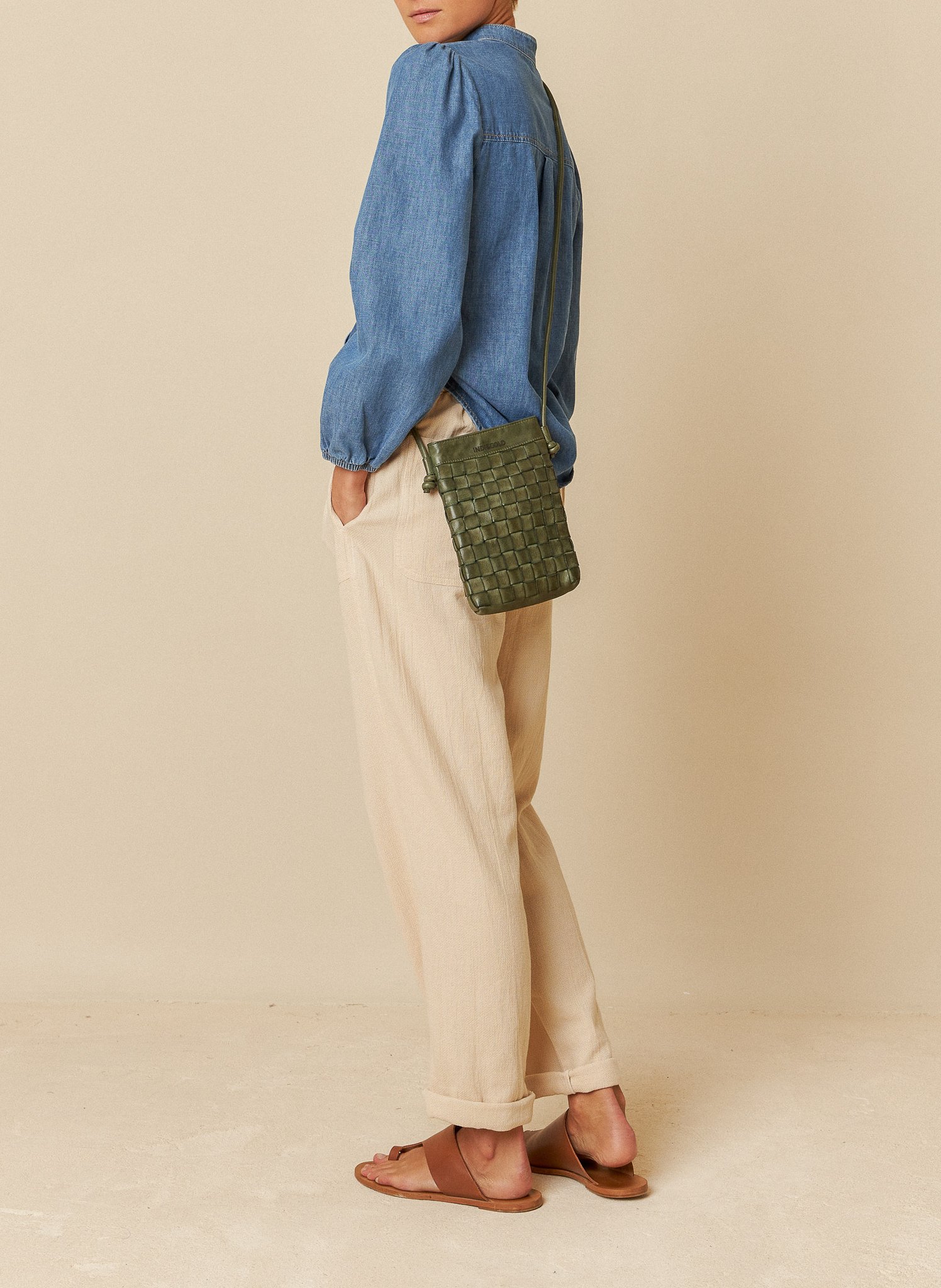 Chemise droite en denim de coton INDI & COLD Bleu