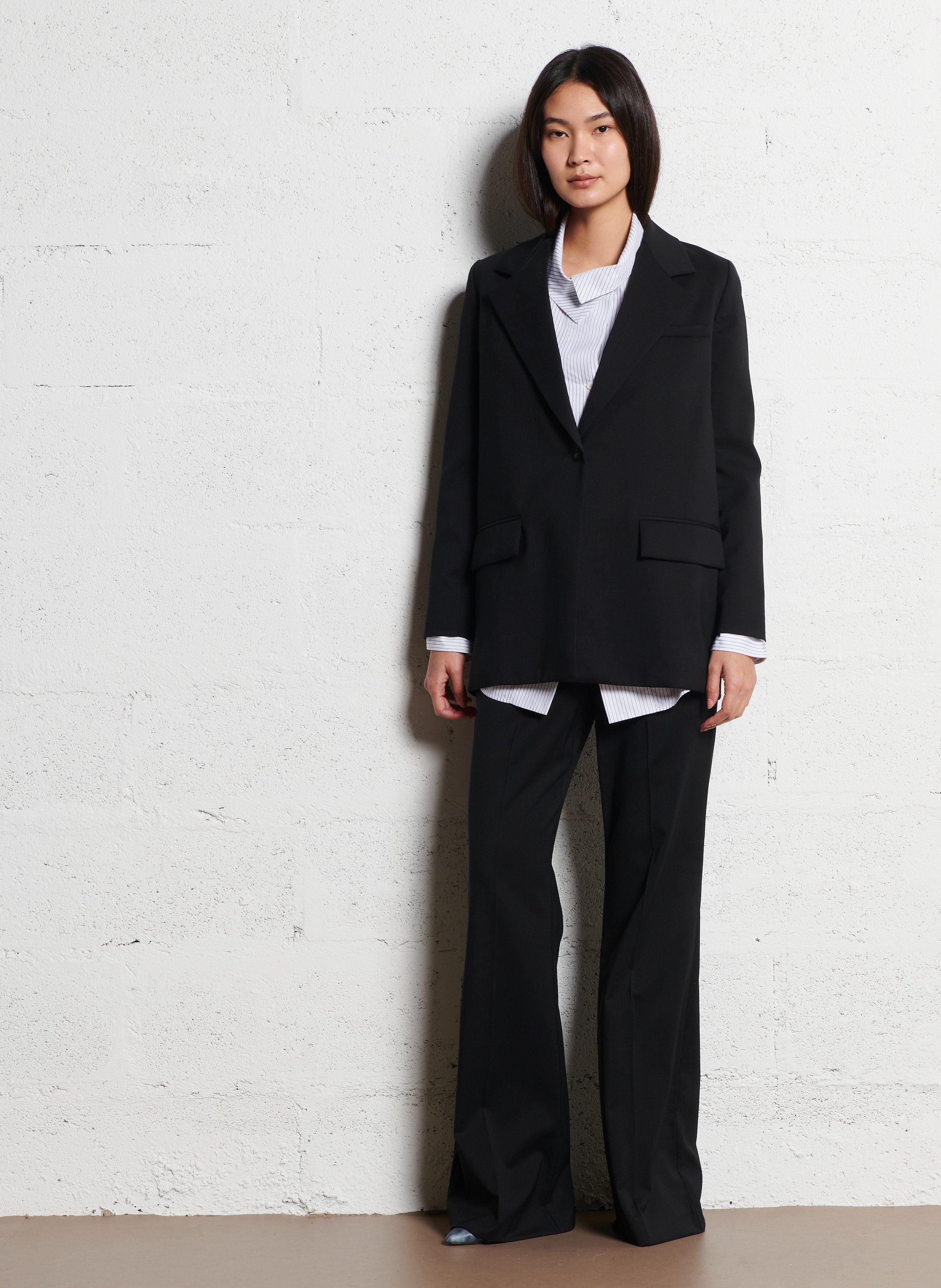 Pantalon flare en laine MARGAUX LONNBERG Noir