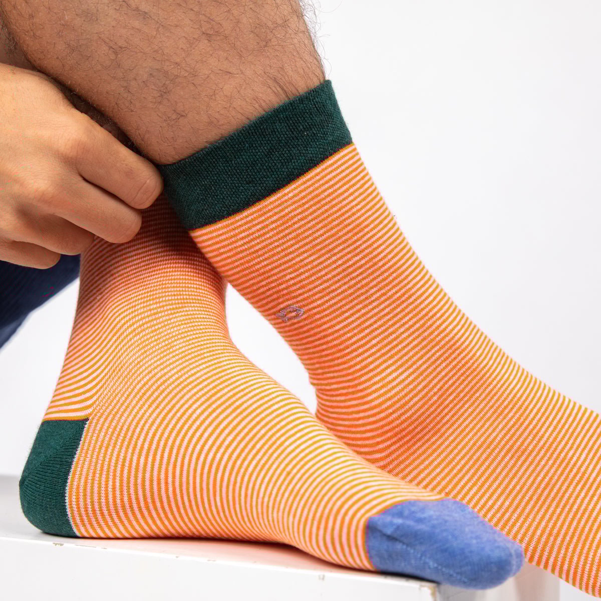 Striped combed cotton socks BILLYBELT Orange