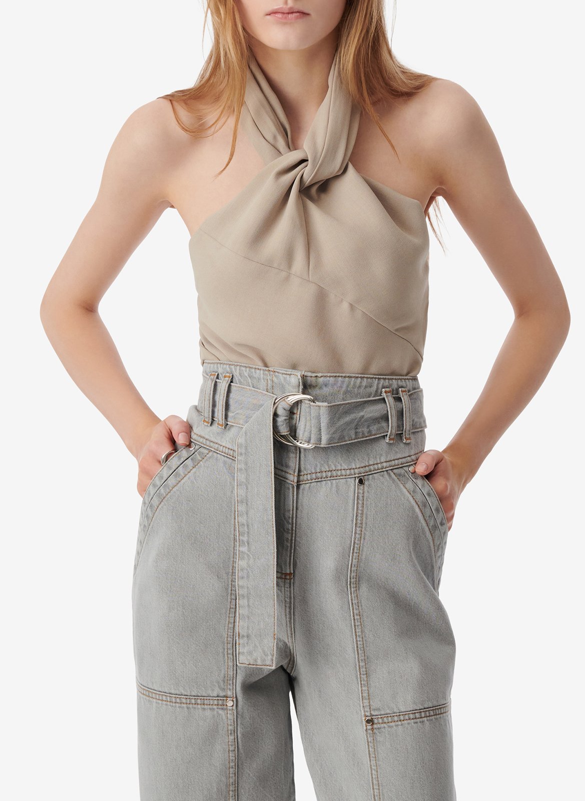 Sleeveless tied top IRO Brown