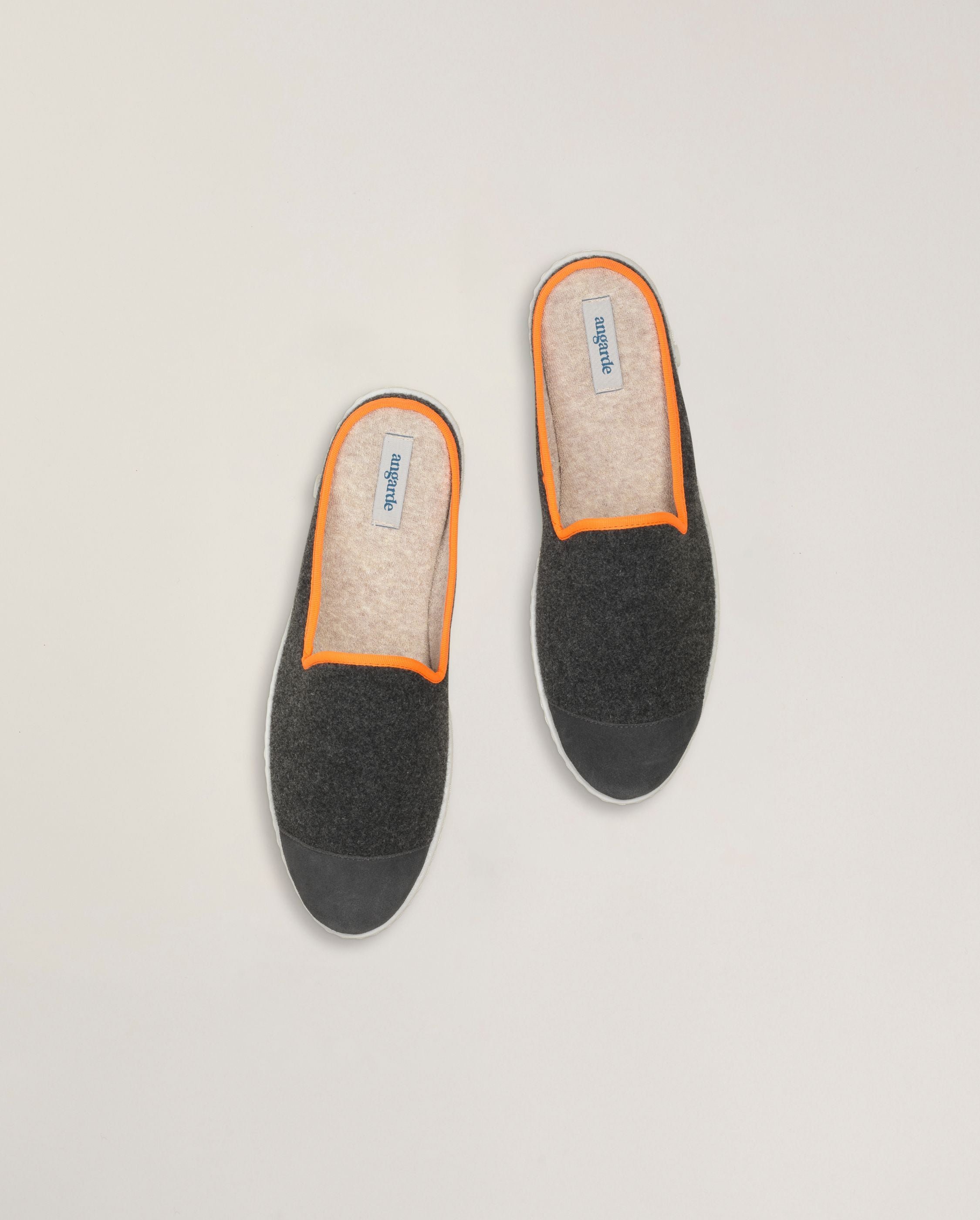 Men's wool mule, gray with neon orange ANGARDE Grey