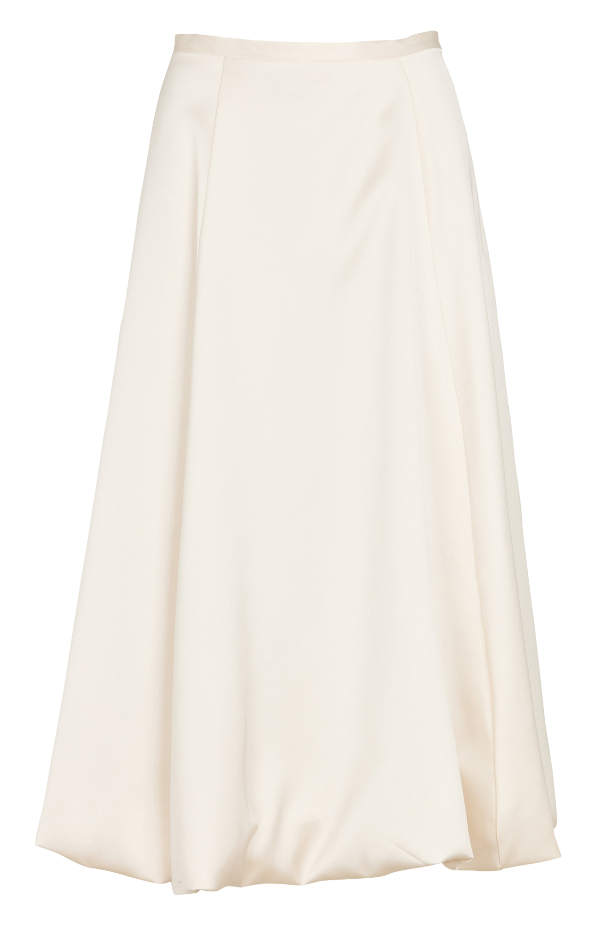 Satin Flared Midi Skirt IMPERIAL White