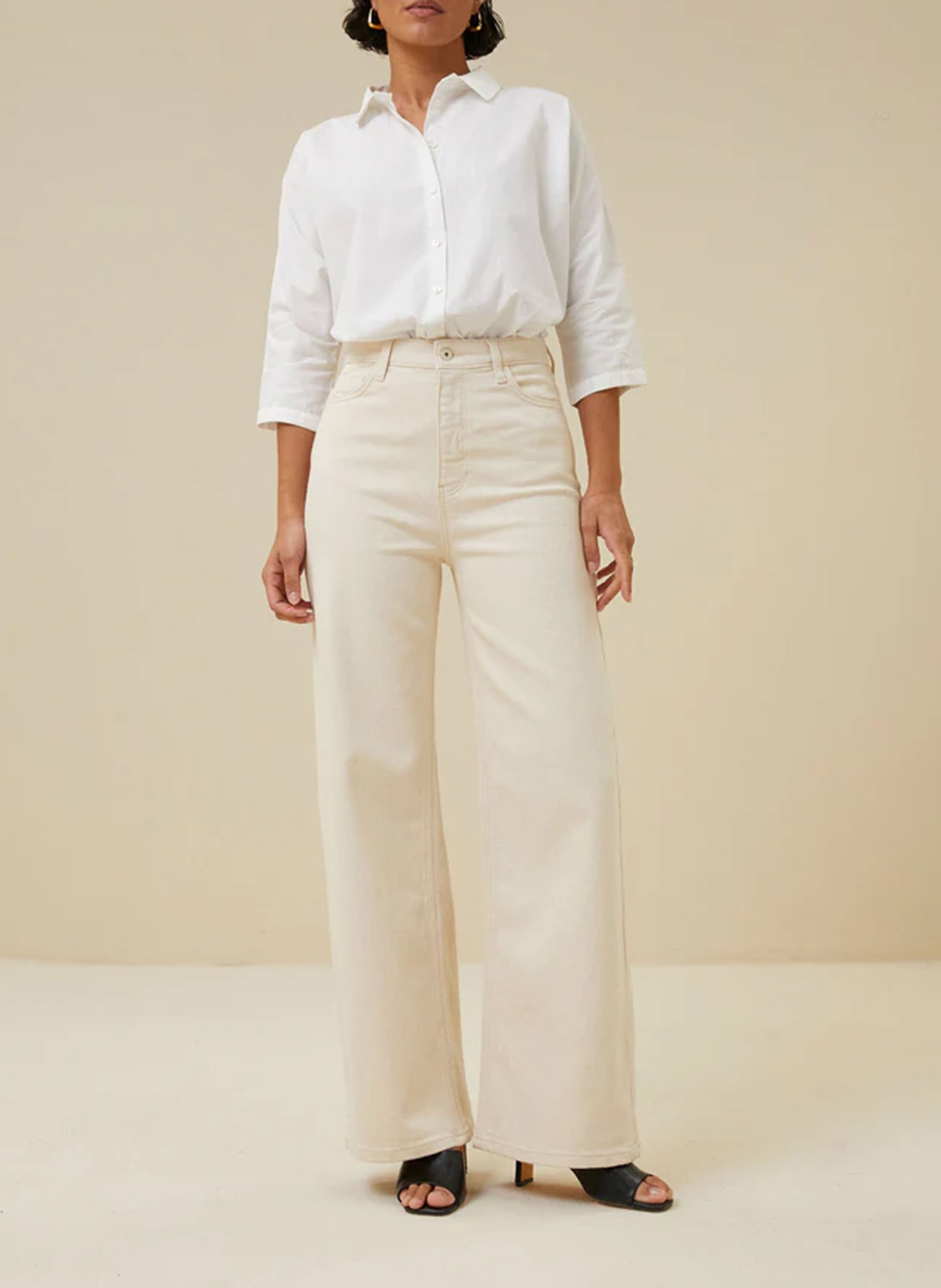 Jean droit en coton mélangé BY BAR Blanc