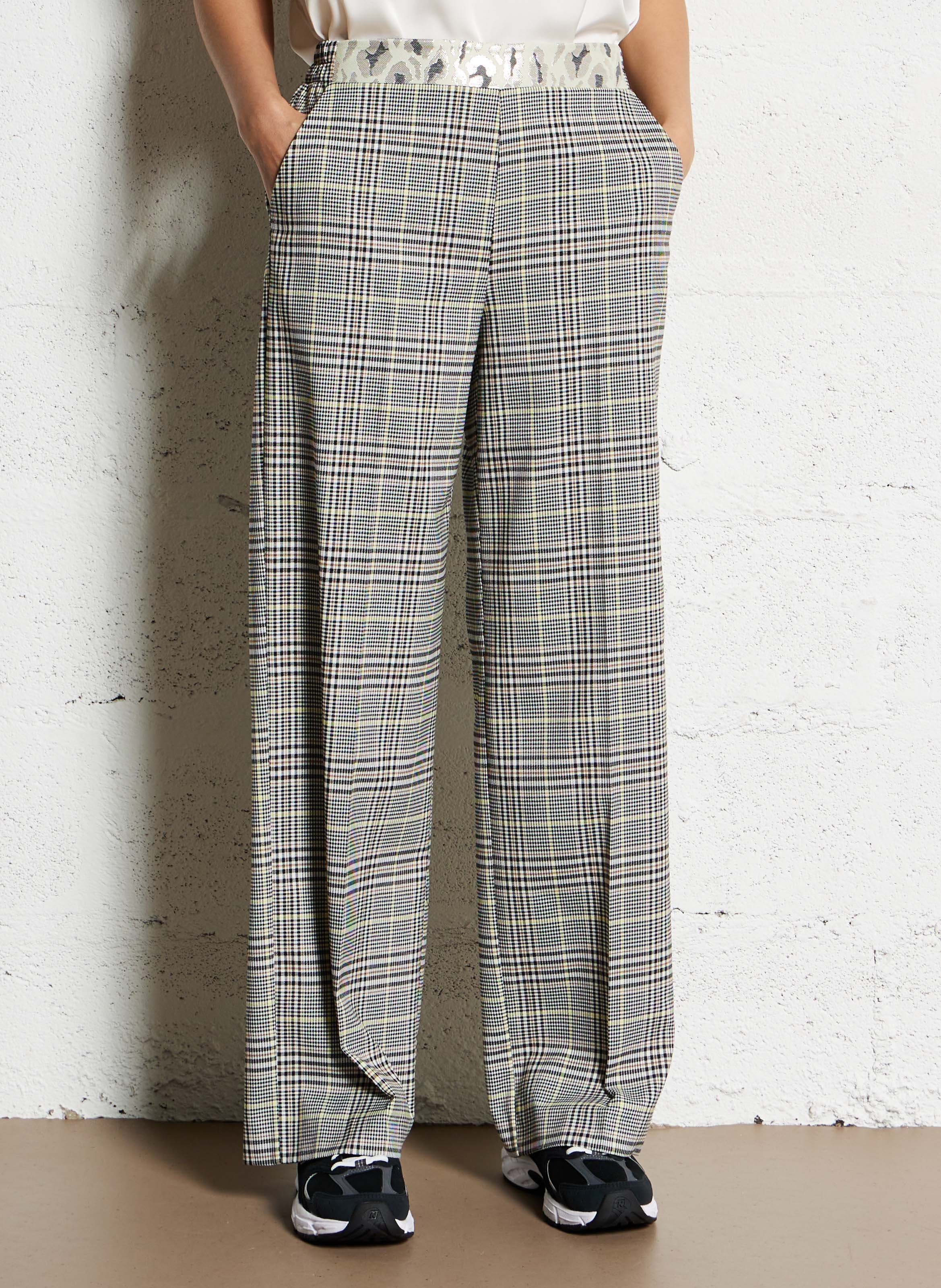 Straight pants with pattern and panel IMPERIAL