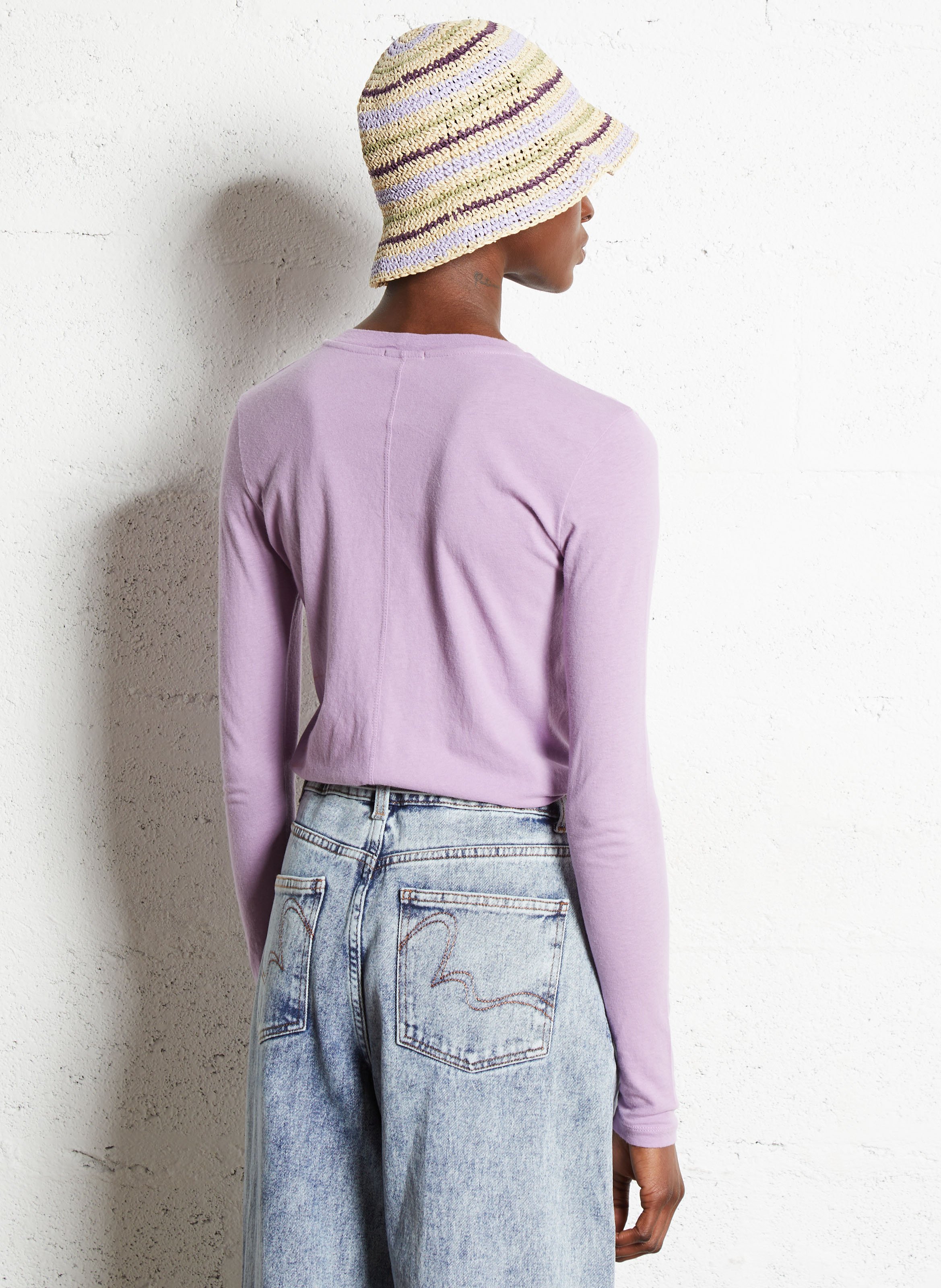Tee-shirt col rond en coton Violet