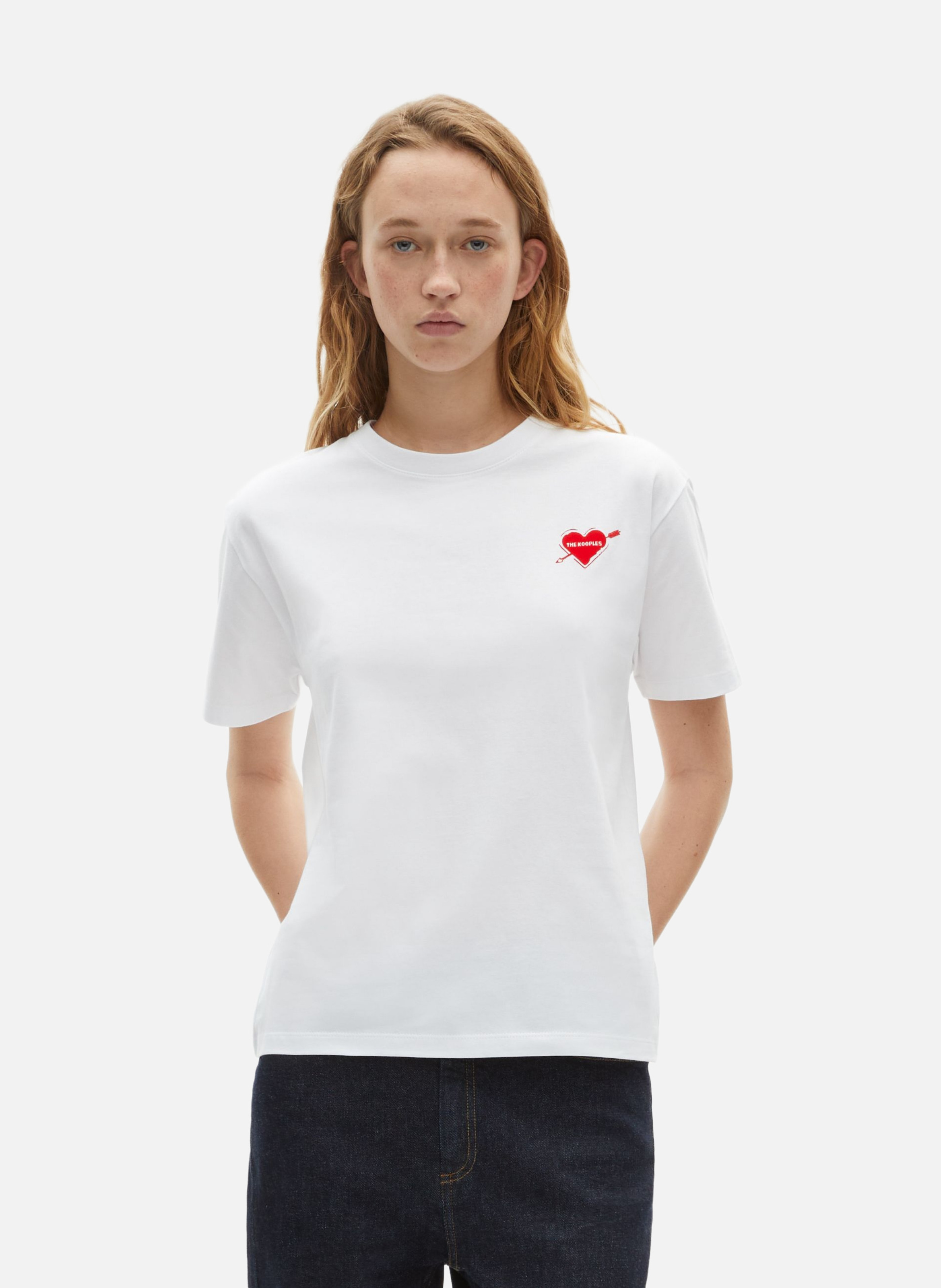 Straight fit T-shirt with heart print. THE KOOPLES