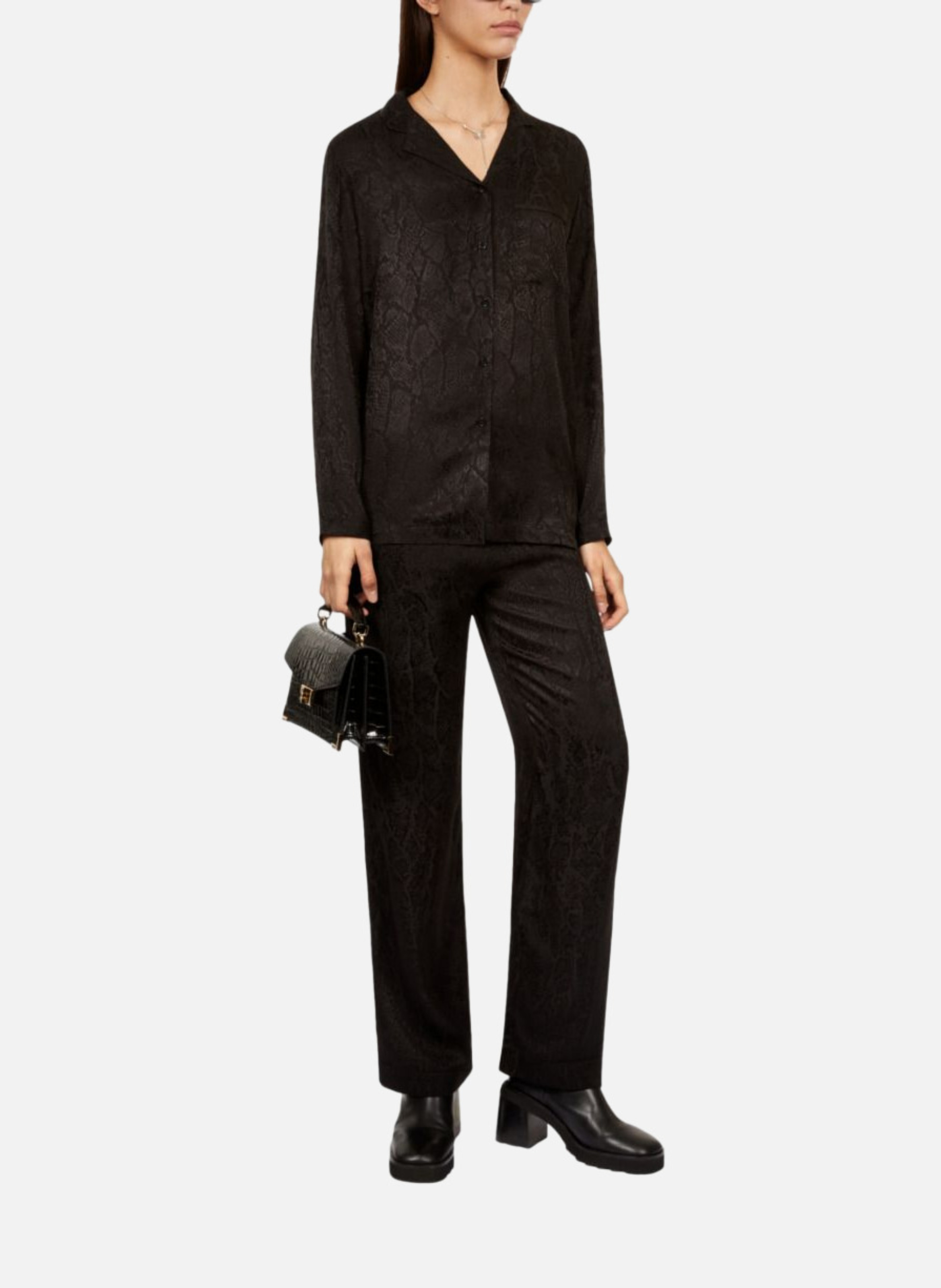 Emily small crocodile-effect leather bag THE KOOPLES Black