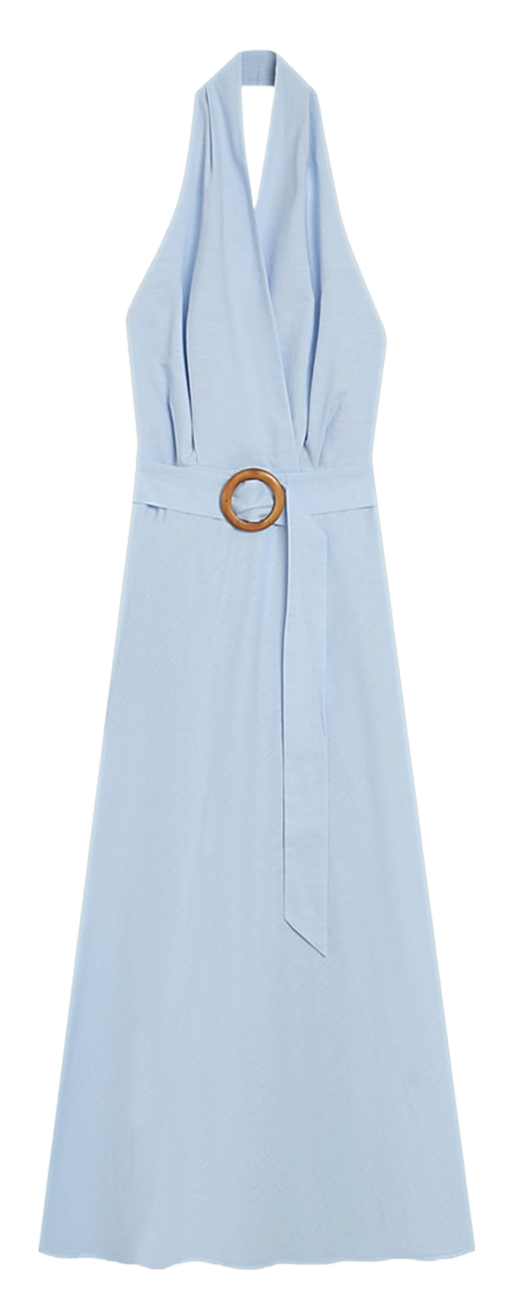 Robe longue col V en lin mélangé GRACE ET MILA Bleu