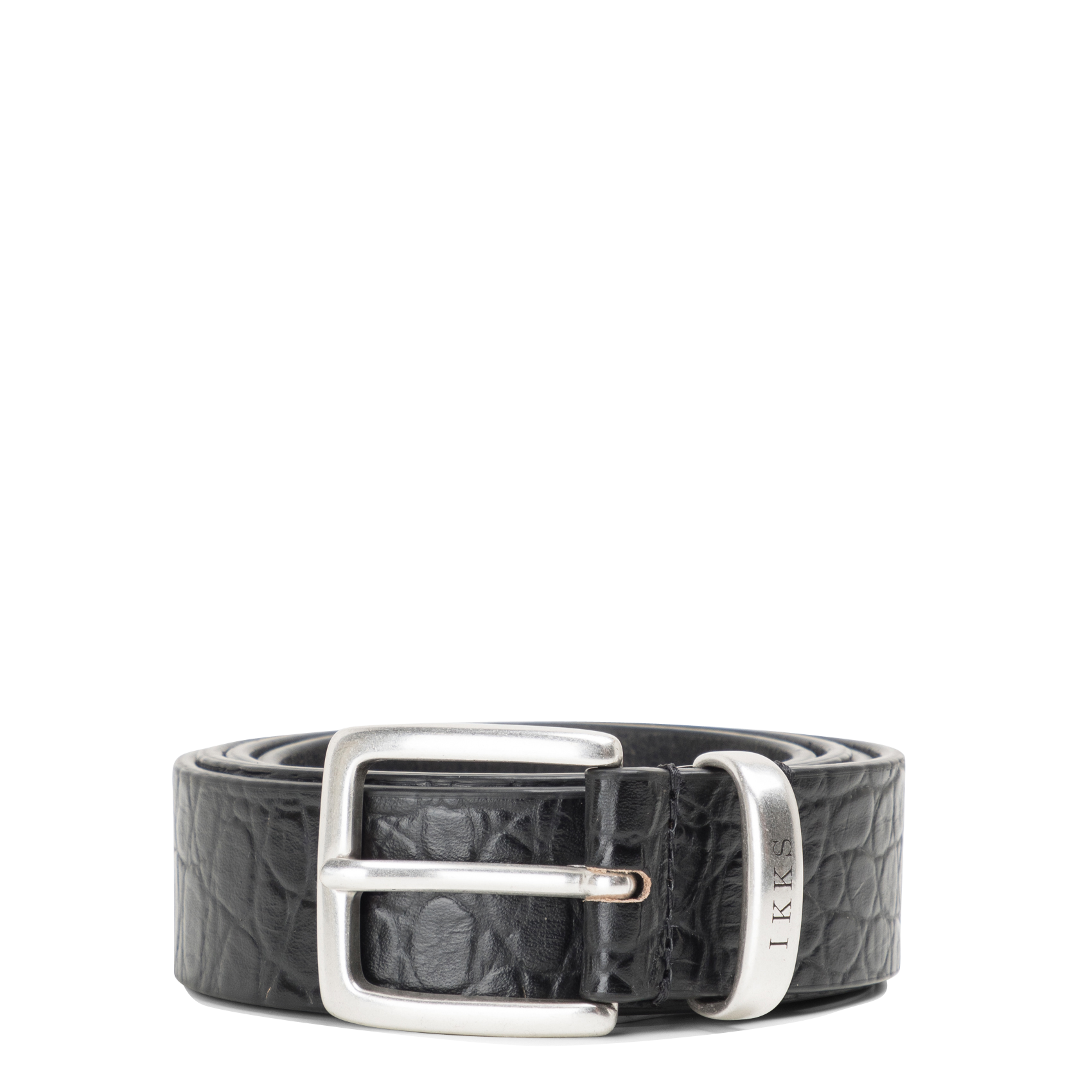 Alligator-effect leather belt with buckle IKKS Black