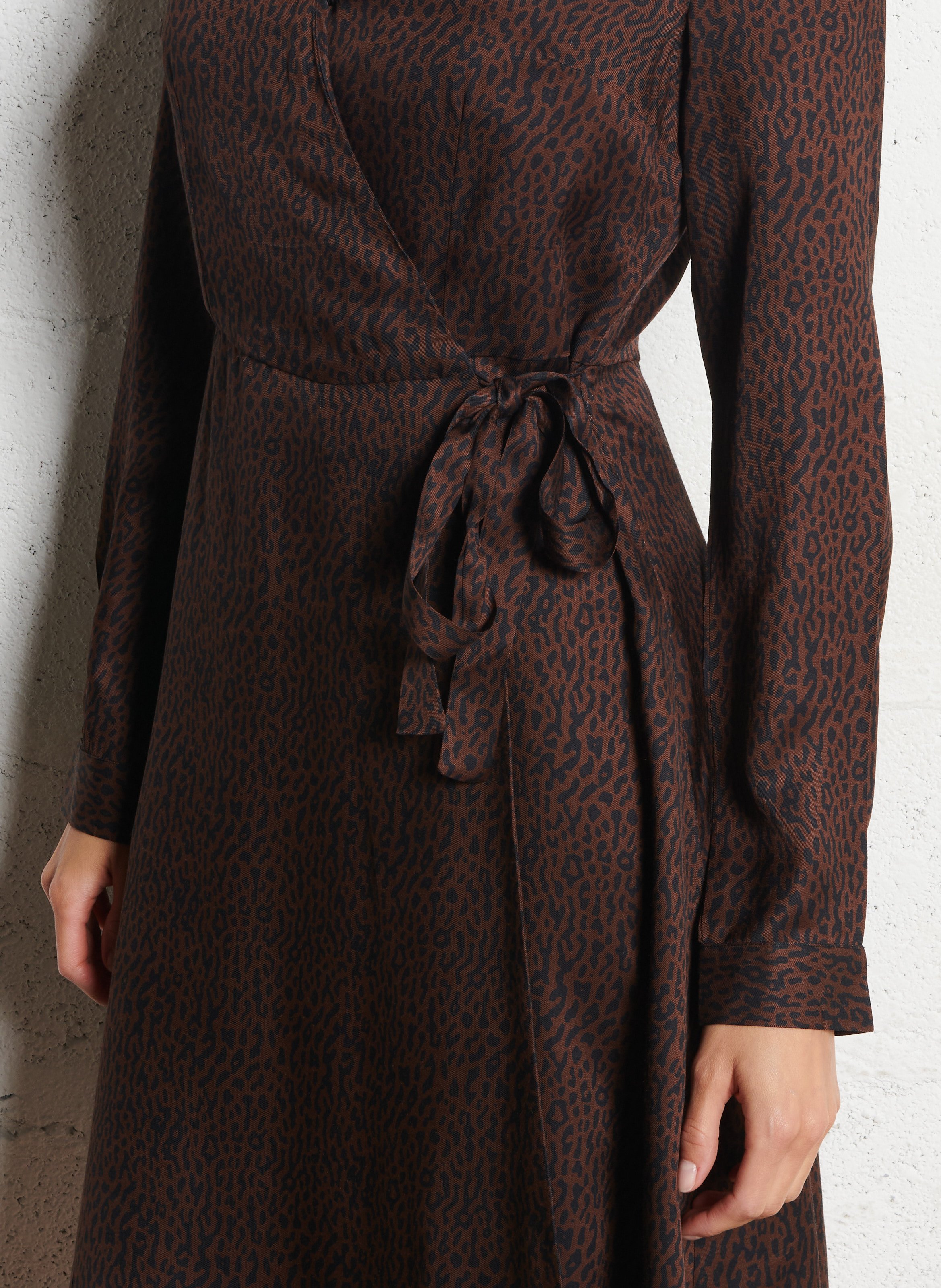 Short jacquard leopard-print dress IKKS Brown