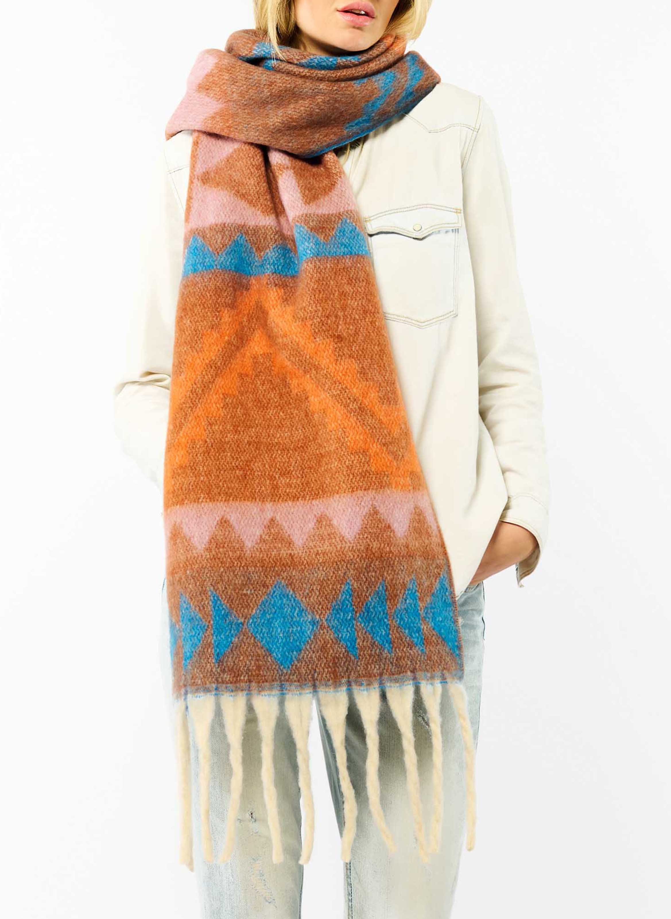 Fringed printed scarf WILD