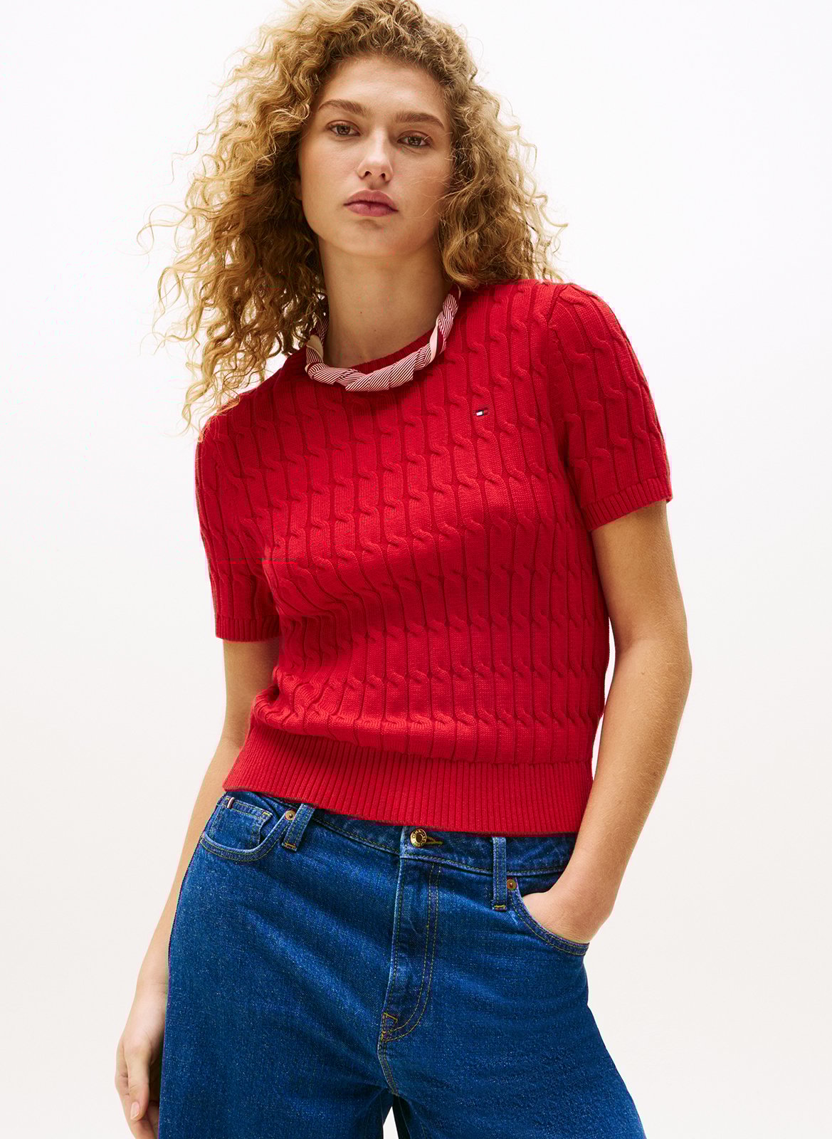 Pull col rond en  coton TOMMY HILFIGER