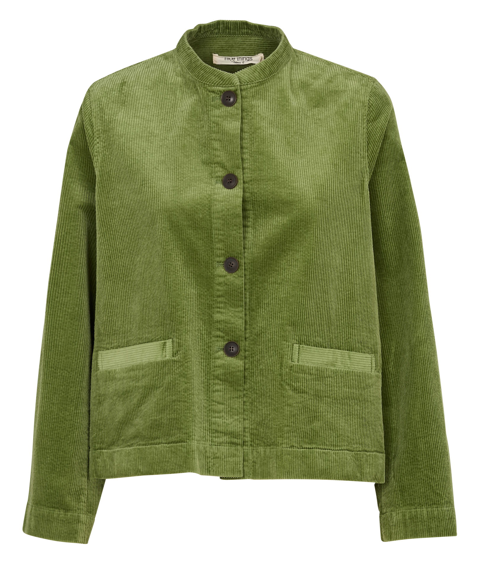 Veste courte boutonné en velours côtelé NICE THINGS Kaki