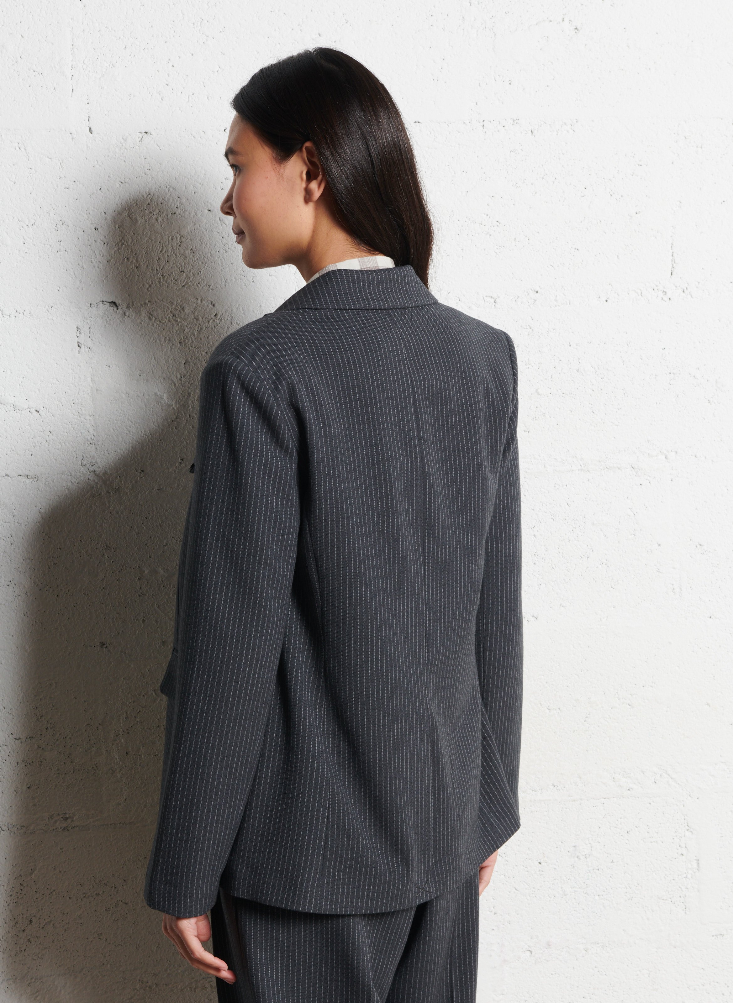Straight striped tailored jacket Grey